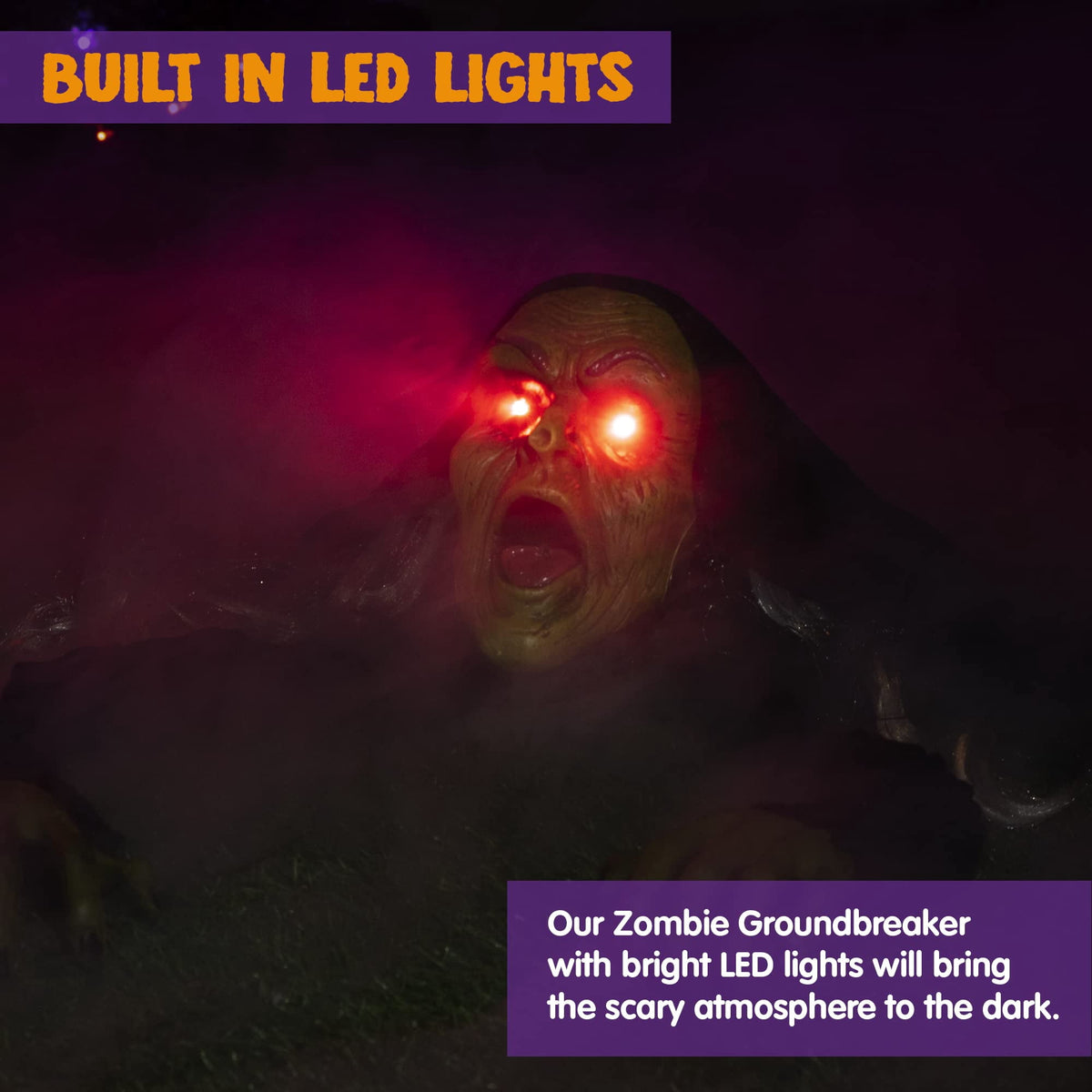Joyfy Halloween Groundbreaker Halloween Decorations Zombie with Sound and Flashing Eyes,Outdoor Scary Halloween Yard Decorations
