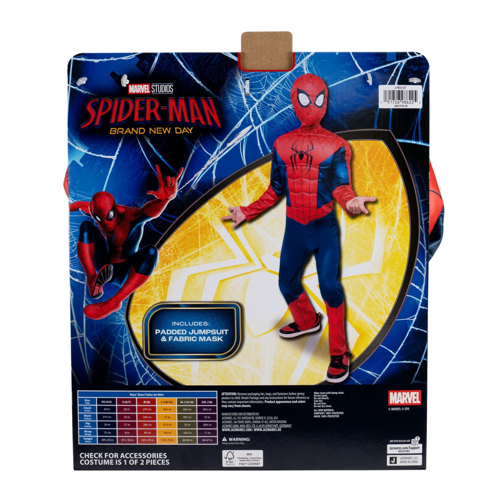 Marvel's Spider-man Halloween Costume for Children, Boy's Size S (6/7), by Jazwares