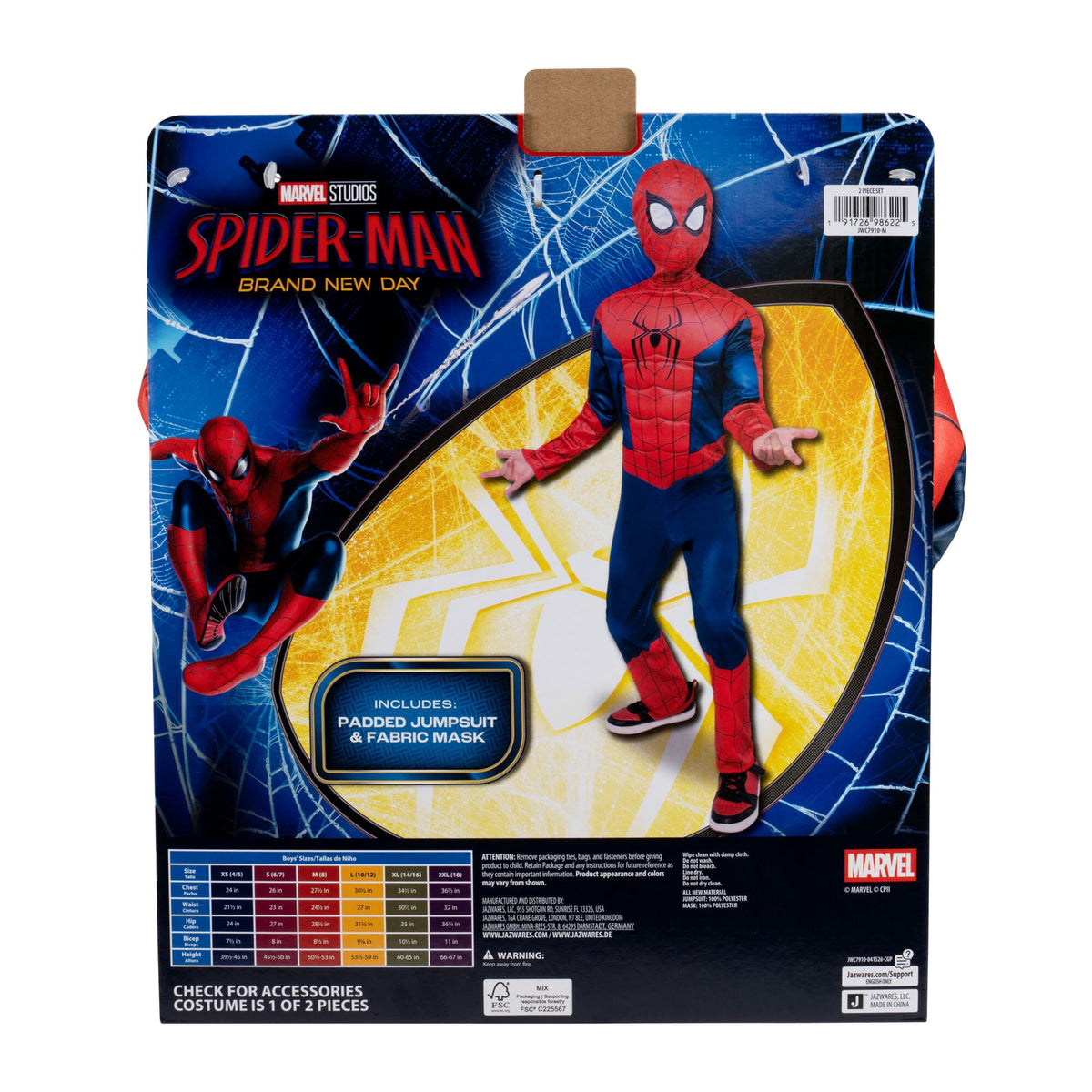 Marvel's Spider-man Halloween Costume for Children, Boy's Size S (6/7), by Jazwares