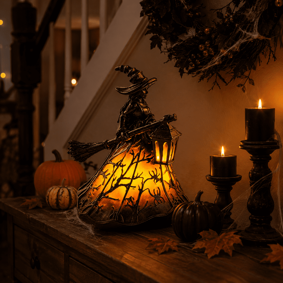 Diceymbol Halloween Decorations and Fall Decor, Halloween Venue Decoration Ghost Props LED Illuminated Ghost Decorations for Tabletop, Mantel, Shelf Indoor Outdoor 9.05 inch