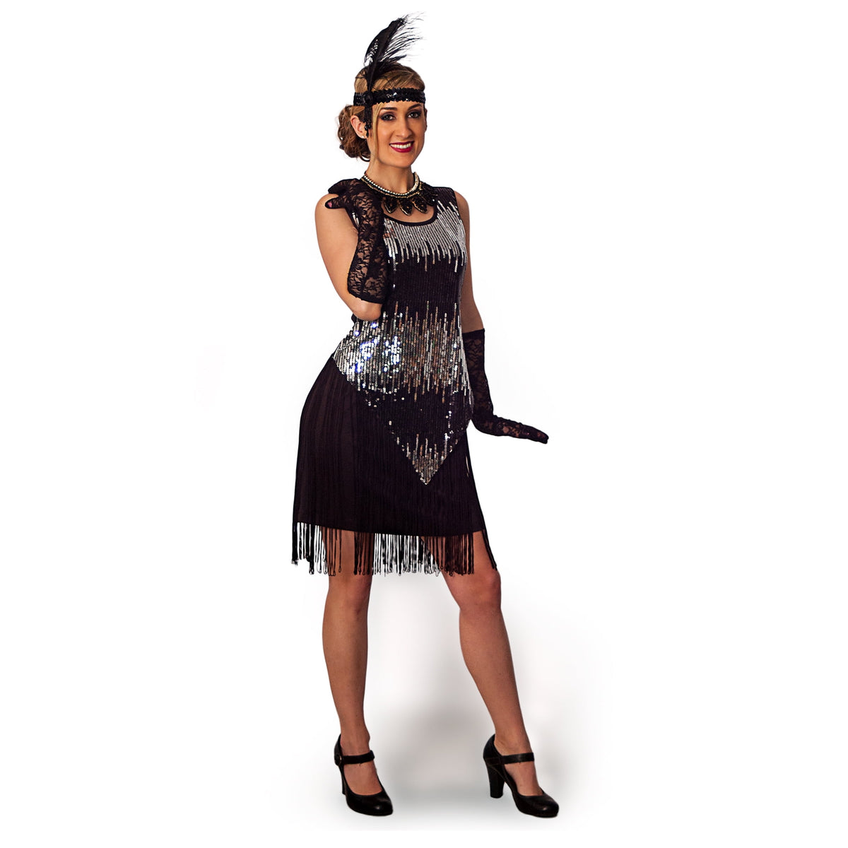 Lava Diva Flapper Costume for Women with Glittering Sequins and Fringes for Adults, Size 1X, 2X, 3X