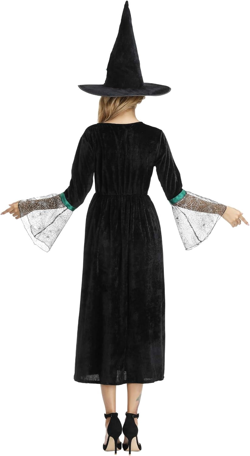 Halloween Witch Costume for Women, Halloween Gothic Witch Dresses for Fancy Dress Party Purple XL