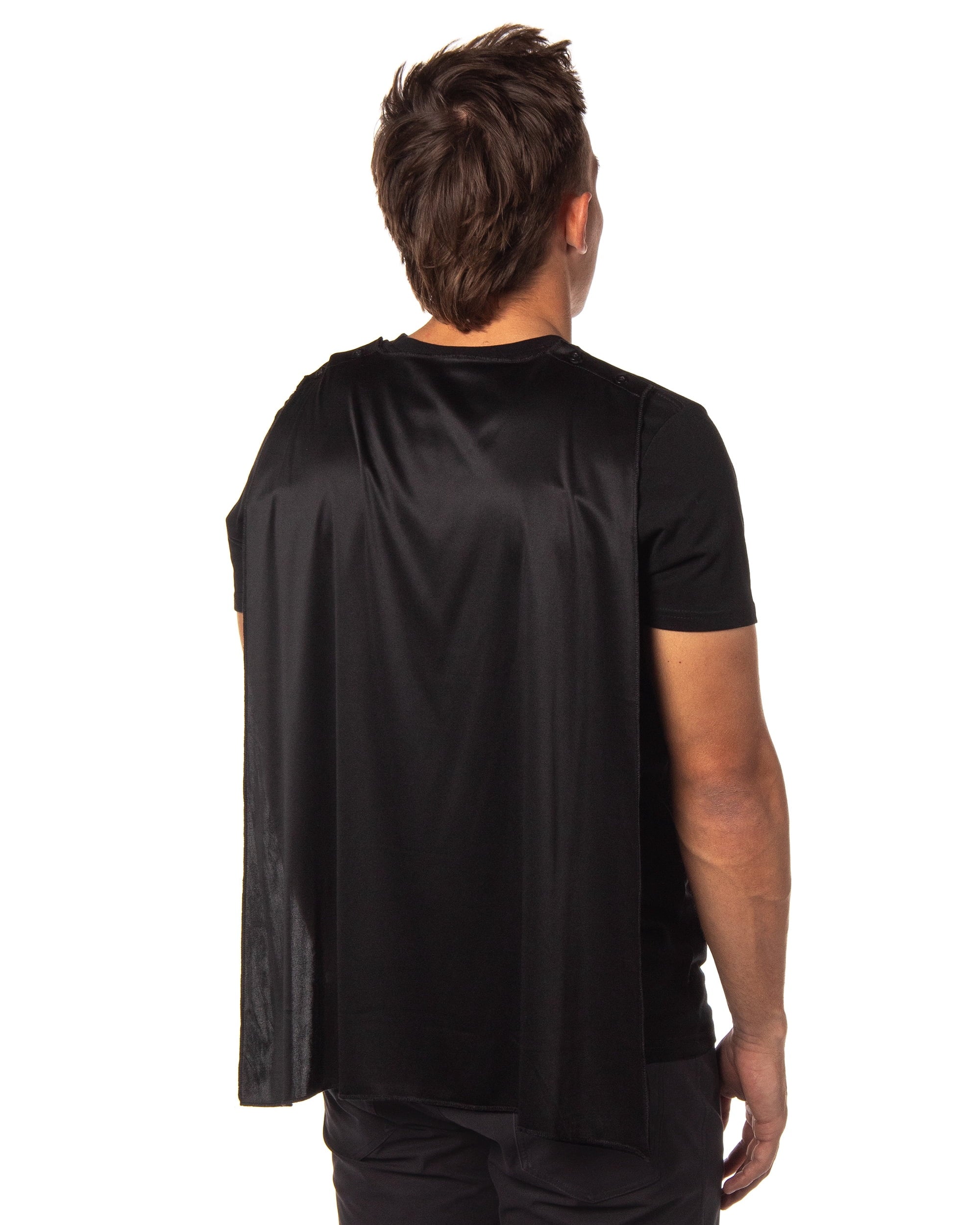 DC Comics Men's Batman Costume Shirt With Detachable Cape Classic Bat Logo Batman Cosplay Tee