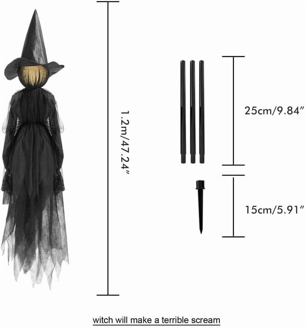 3PCS Halloween Holding Hands Screaming Witches Sound Decorations,Large Light Up Holding Hands Screaming Witches Decor for Home Outside Yard Lawn Garden Party Decoraciones