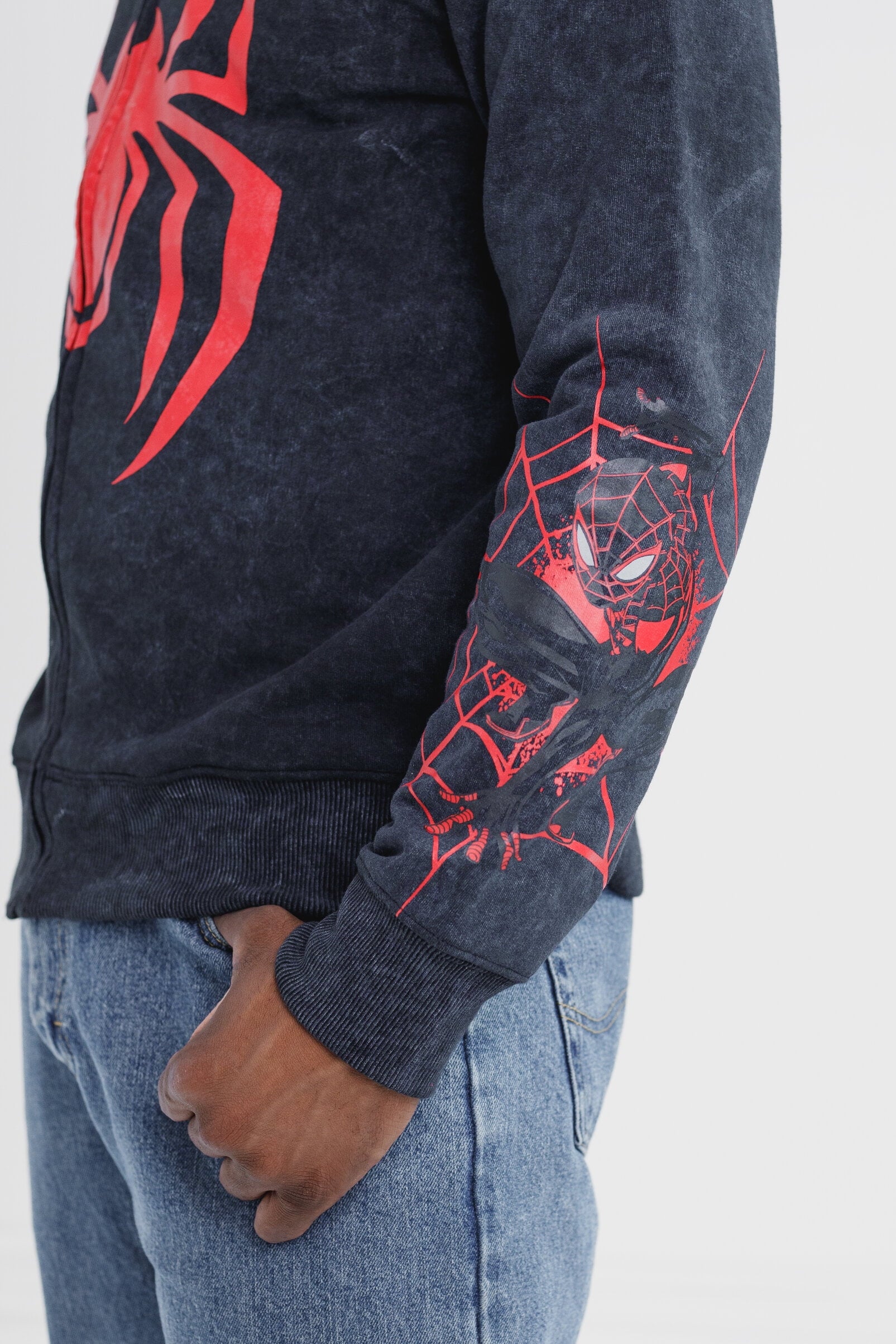 Marvel Spider-Man Little Boys' Cosplay Fleece Zip-Up Hoodie Miles Morales Black