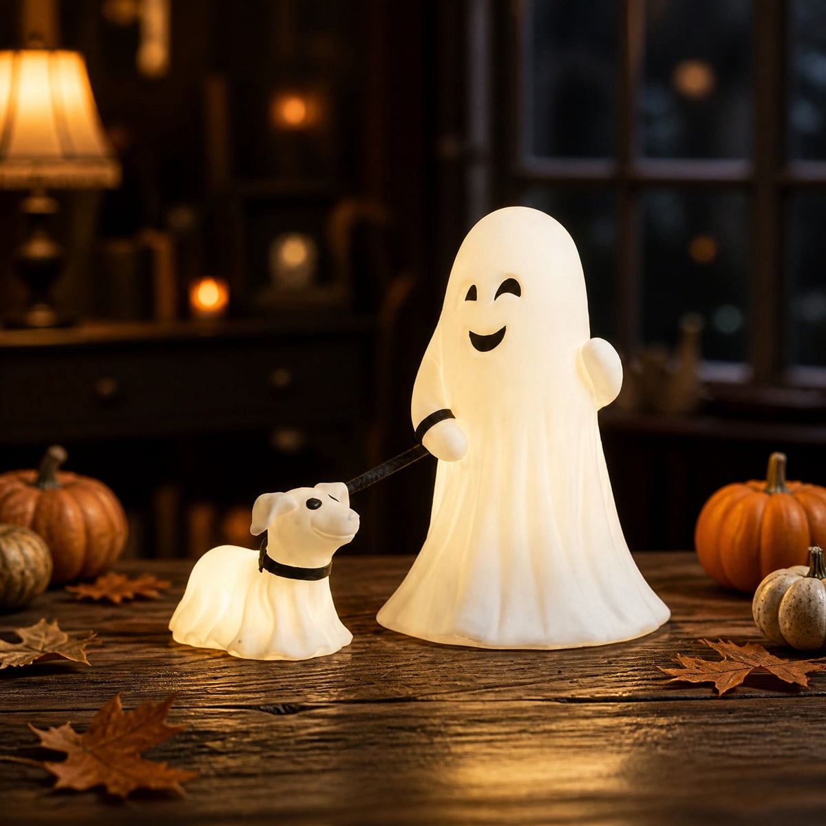 YZEGDCH Halloween 3D Ghost Campfire Flickering Night Light 2 Funny Roasting Marshmallows at Campfire LED Electric Faux Flameless Campfire Nightlight Funny Halloween Decor