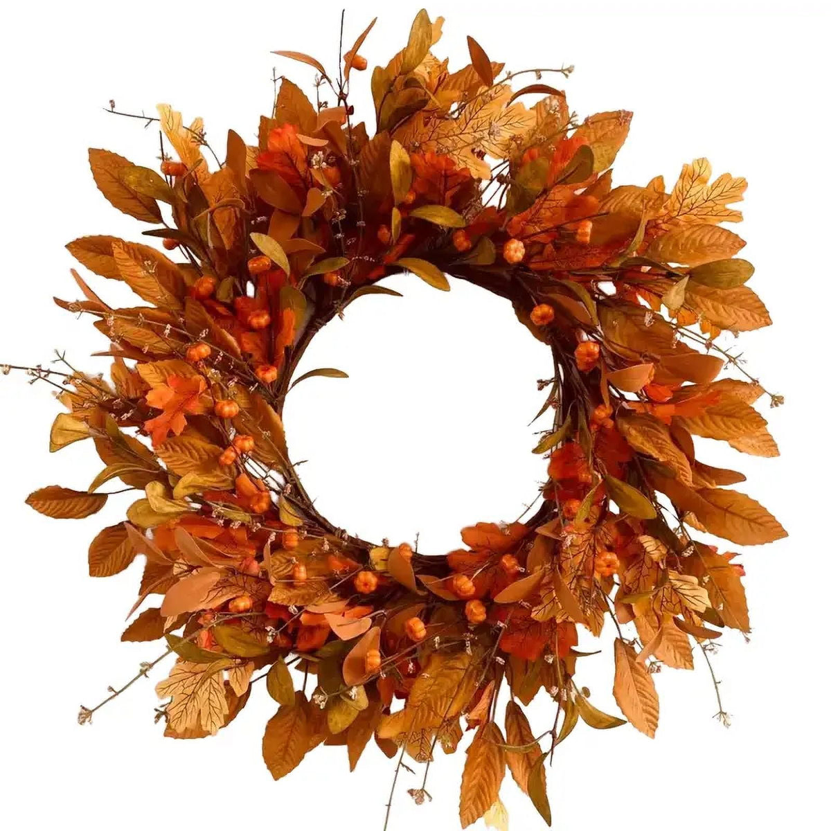 Fall Wreath Pumpkin Wreath Halloween Wreath for Front Door with Maple Leaves Harvest Wreath for Door Window Porch Thanksgiving Halloween Decor