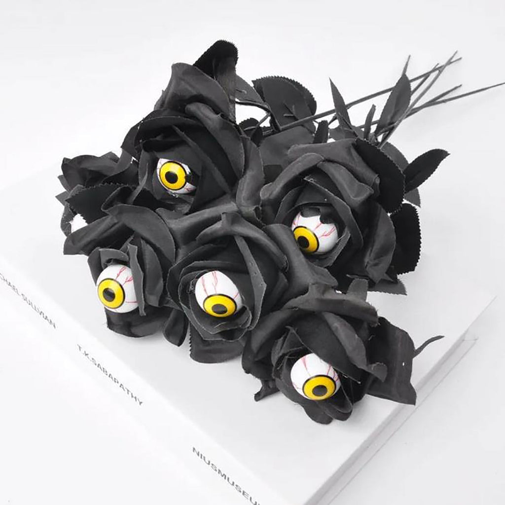 Feltree Halloween Decorations 10 Pieces Faux Rose With Eyeballs Halloween Faux Eyeball Flowers Faux Gothic Rose Bushes For Halloween Party Home Decorations