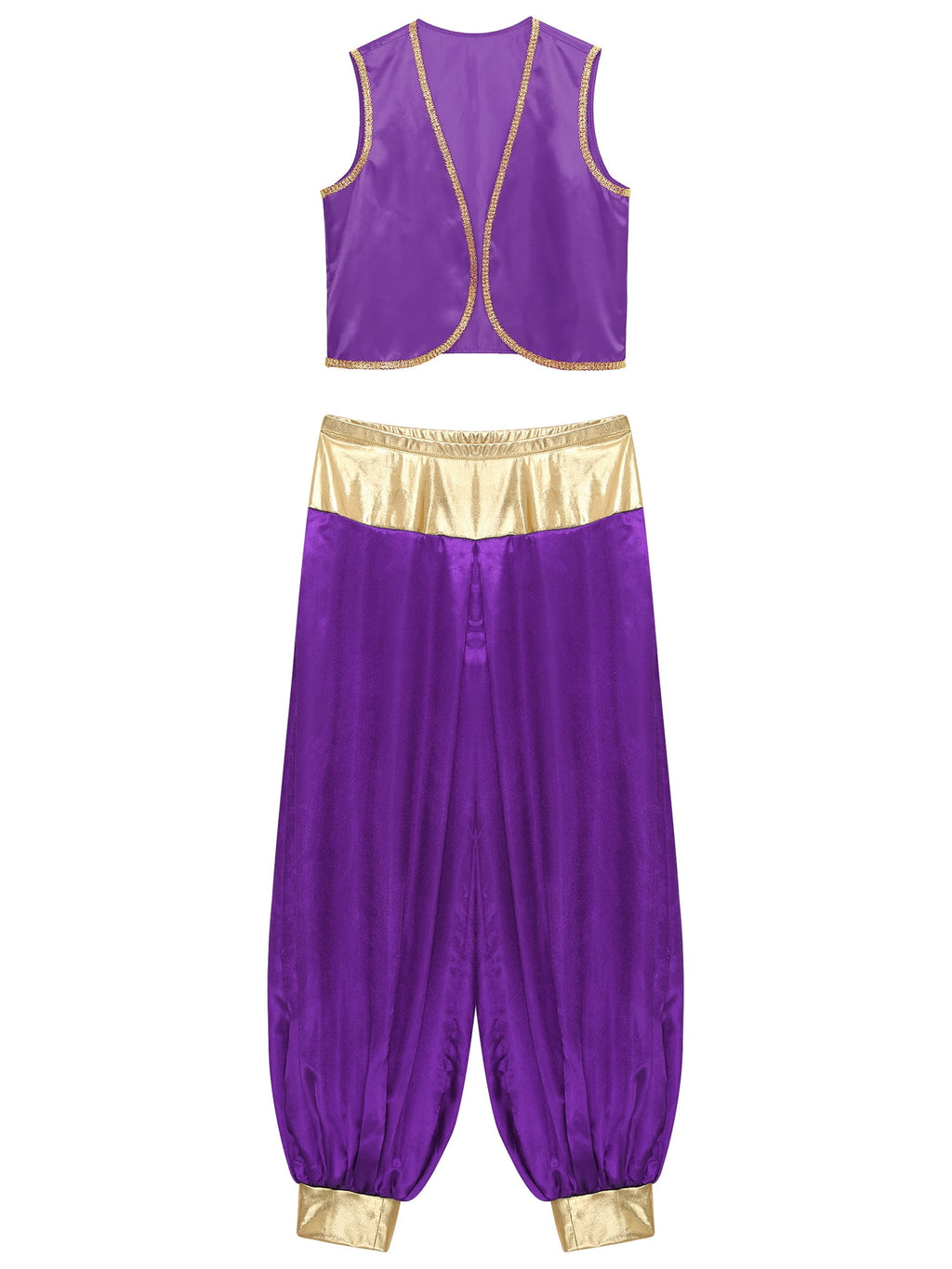 iiniim Mens Arabian Prince Costume Open Front Vest with Pants Halloween Show Fancy Dress up Outfit Royal Blue&Royal Blue S