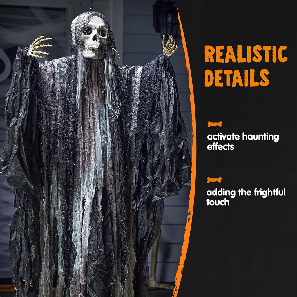 Joyfy 3 Pack Halloween Hanging Ghosts,Scary Skeleton Ghosts Grim Reapers Decorations for Halloween Indoor Outdoor Yard Home Decorations