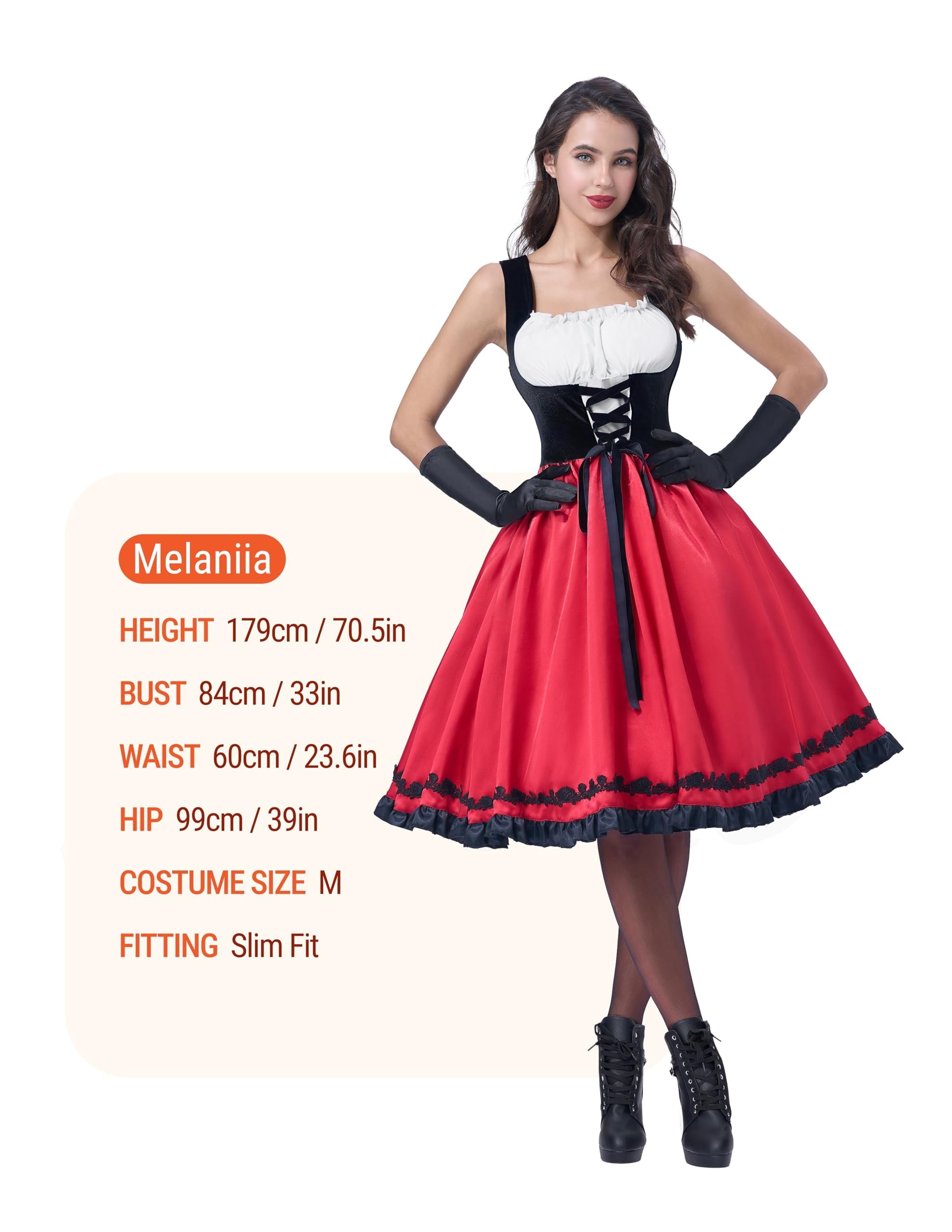Joyfy Women Little Red Riding Hooded Costume with Dress, Cape and Gloves, Adult Women Halloween Costume for Halloween Party Cosplay