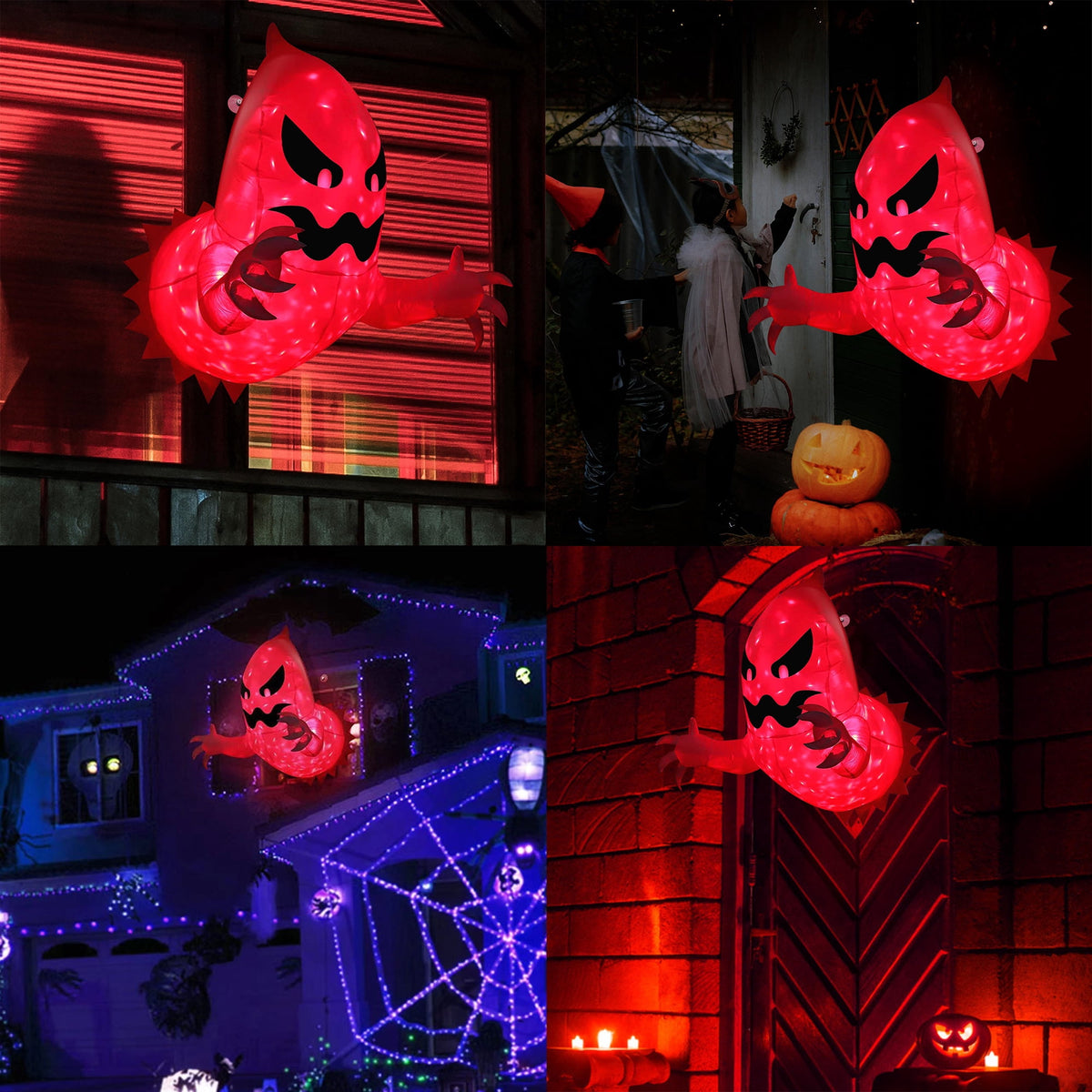 AGCAN Halloween Hanging Ghost Decorations, 2 Pack 19.69" Screaming Ghosts with 3 Lighting Modes for Outdoor Yard Tree Porch Garden Party Holiday Decor