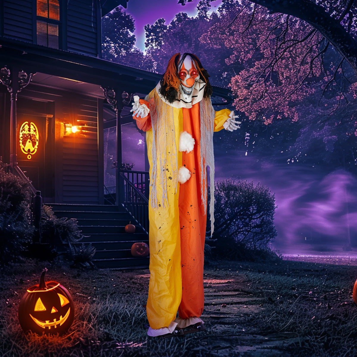 Ktaxon 6ft Pumpkin Man Animated Animatronic Decoration Creepy Halloween w/ Classic Cape Creepy Cloaked Jack-o'-Lantern for Porch & Yard