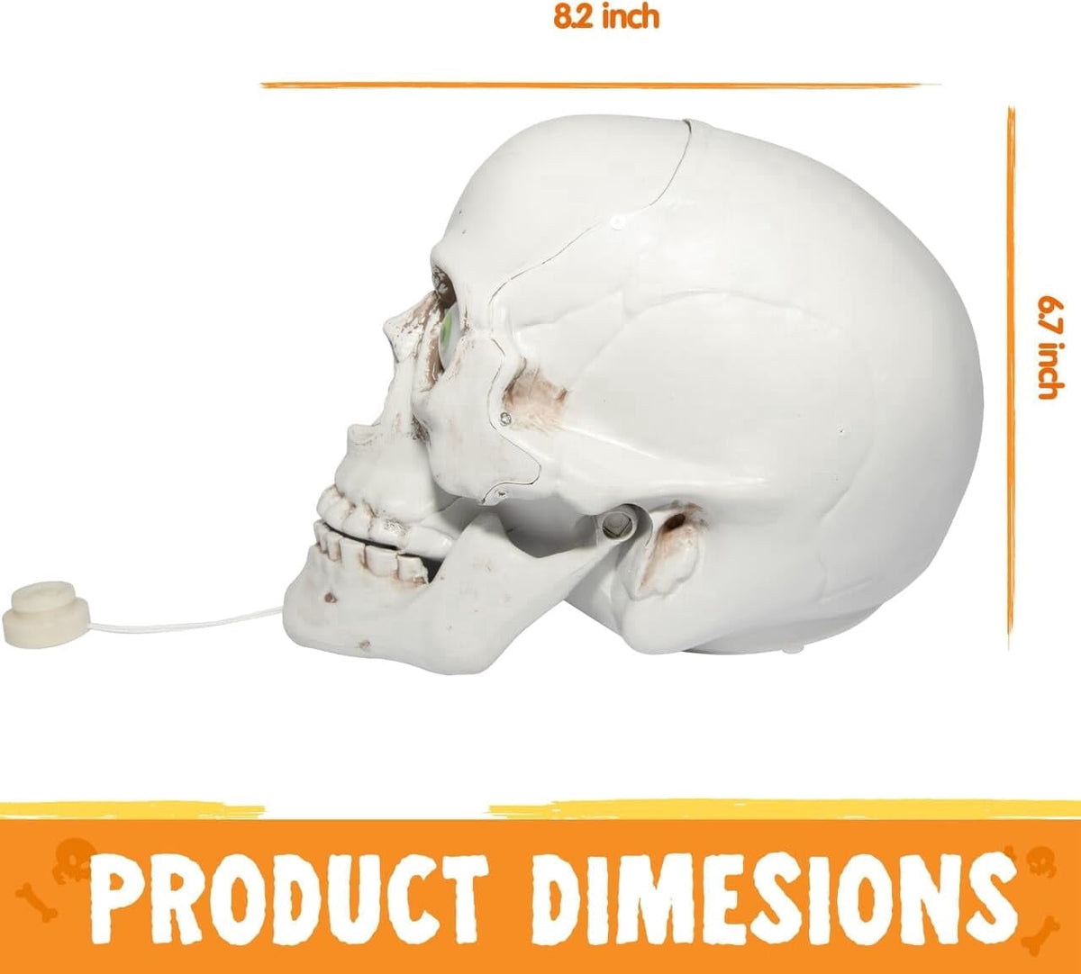 Joyfy Sound Activated Animated Skull Halloween Indoor Decor,LED Light Up Moving Eyeballs Skull Tabletop Ornament,Scary Haunted House Party Desktop Home Decoration Supplies