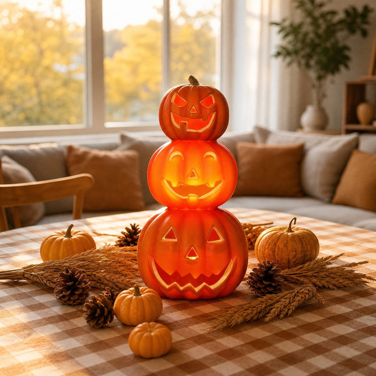WDOBM Halloween Decorations, Light Up Hollow Blow Mold Pumpkin Halloween Yard Indoor Outdoor, Halloween Home Decor, Halloween Pumpkin, Indoor Halloween Decor for Holiday Gifts