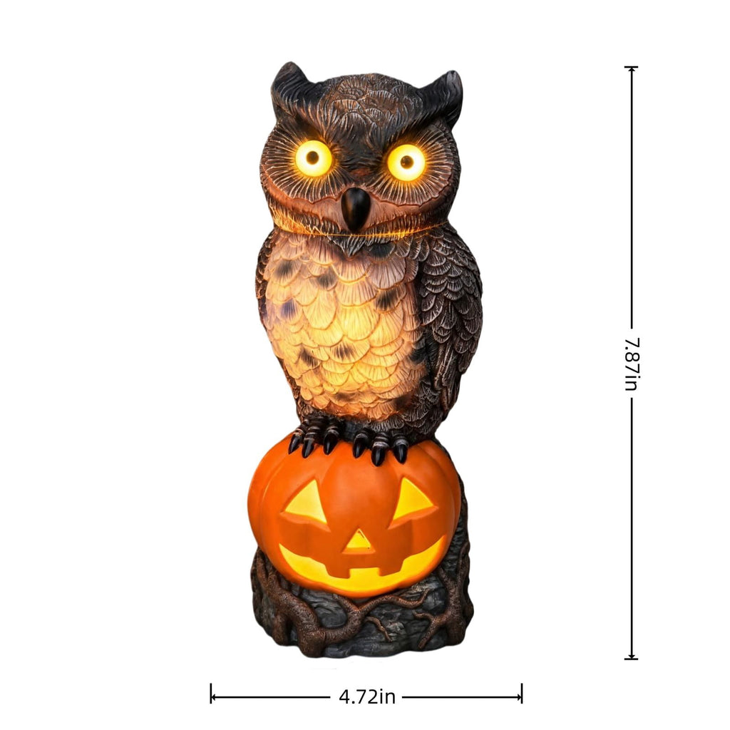 Halloween Dog Greeter - Frenchie 7.9in Resin Witch Dog with Light-Up Pumpkin, Spooky Fall Decor, Indoor Outdoor Tabletop Decoration