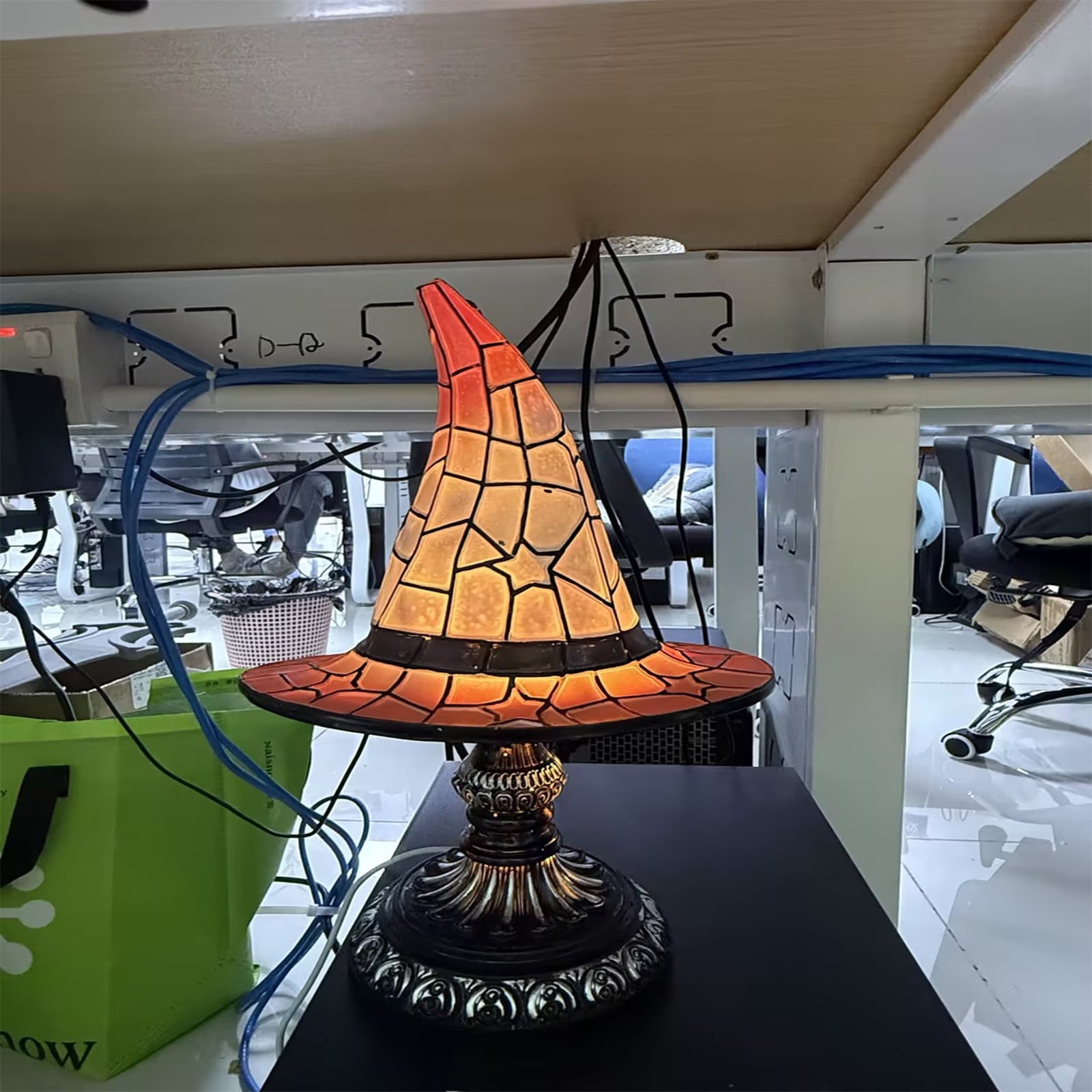 Halloween Decor Witch Hat Lamp, LED Halloween Night Light, Halloween Decorations Indoor, Witchy Decor for Shelf Mantel Table, Gothic Home Decoration