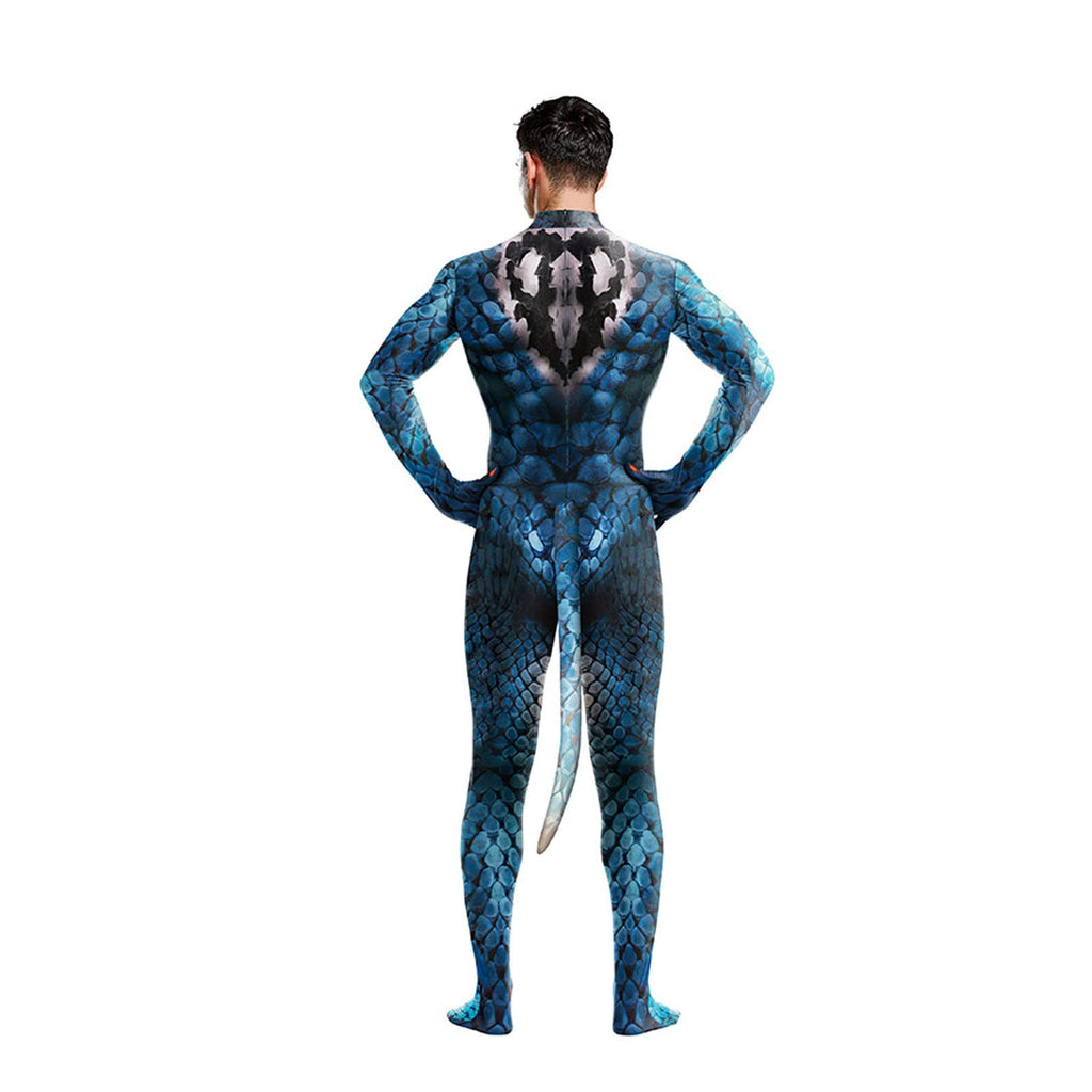Men's Full Body Dragon Costume Bodysuit with Wings,Mask,Tail,Halloween Dragon Muscle Animal Catsuit Costume