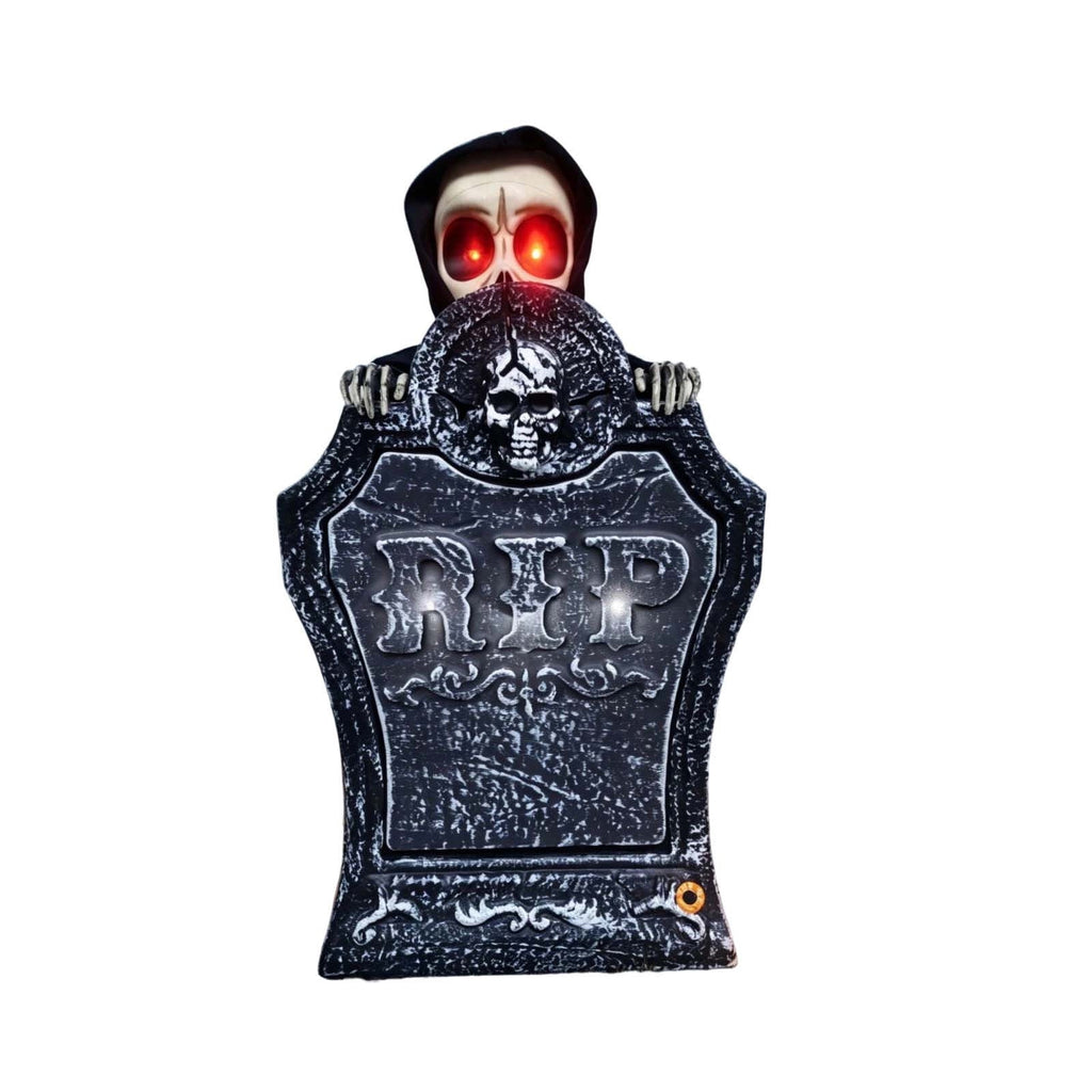 Roiihwy Halloween Animated Tombstone With Voice Activated Rising Skeleton And Pumpkin, A