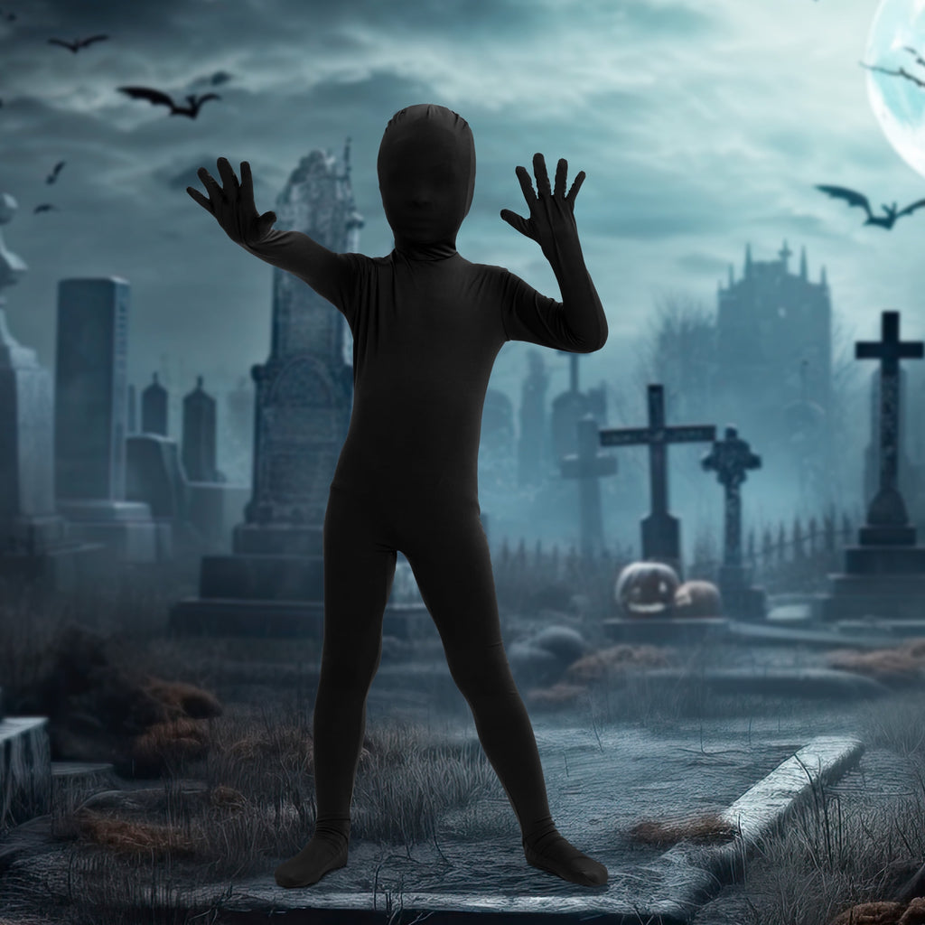 Joyfy Scary Halloween Costume for Kids, Slenderman Skin Bodysuit Skinsuit for Boys Girls Halloween Dress up Party Age up to 12 Years