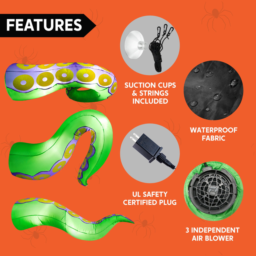 Joyfy 9 ft Halloween Inflatable Giant Alien Decoration with Built-in LEDs,Alien Halloween Decorations Outdoor Blow Up Yard Lawn Decoration
