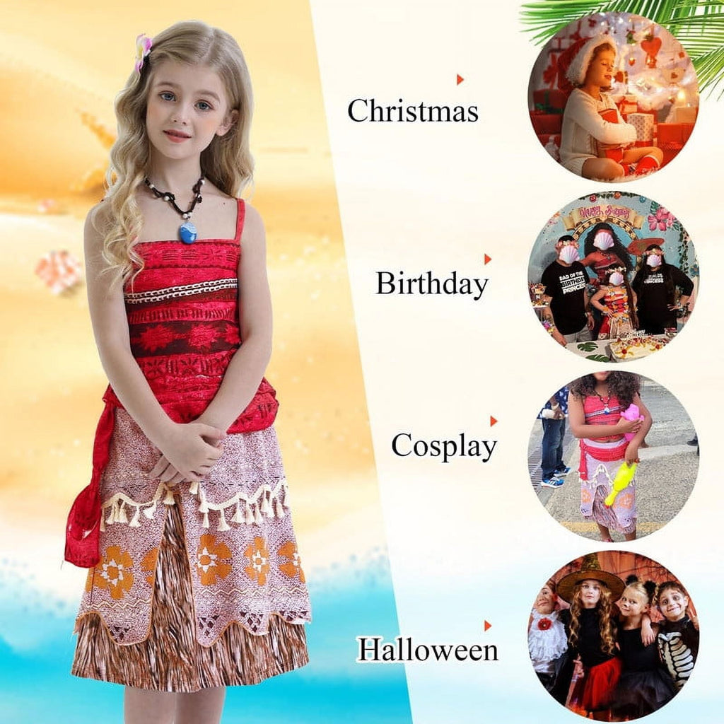 Jurebecia Princess Costume for Girls Dress Halloween Cosplay Outfits Birthday Fancy Tween Dress with Accessories 130 cm 7-8 Years