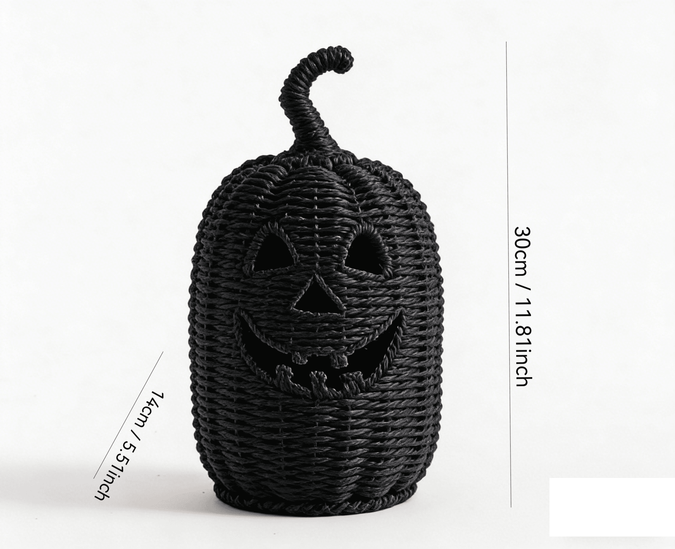 2026 Halloween Black Woven Seagrass Pumpkin Storage Basket with Lid, Fall Indoor Home Decorations for Halloween Party Home Halloween Decor, 10.2 inch