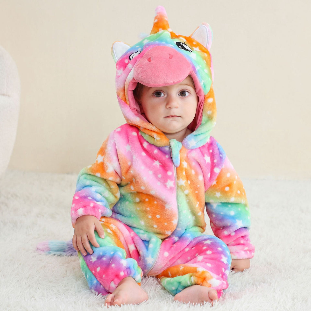 WIBACKER 0-3T Unisex Baby Animal Costume Winter Autumn Flannel Hooded Romper Christmas and Halloween Dinosaur Cosplay Jumpsuit