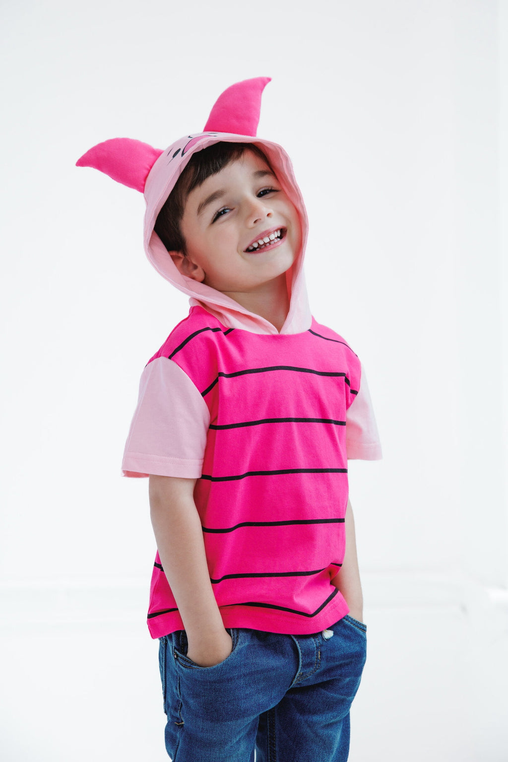 Disney Winnie the Pooh Little Boys' Cosplay Short Sleeve Hooded T-Shirt Eeyore Blue Grey