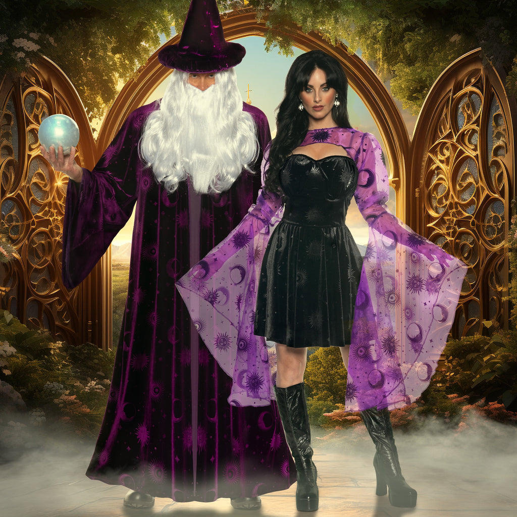UNDERWRAPS Men's Purple Wizard Costume - Wizard Fantasy Costume, Magic Sorcerer Costume, Renaissance Halloween Outfit, Cosplay Costume