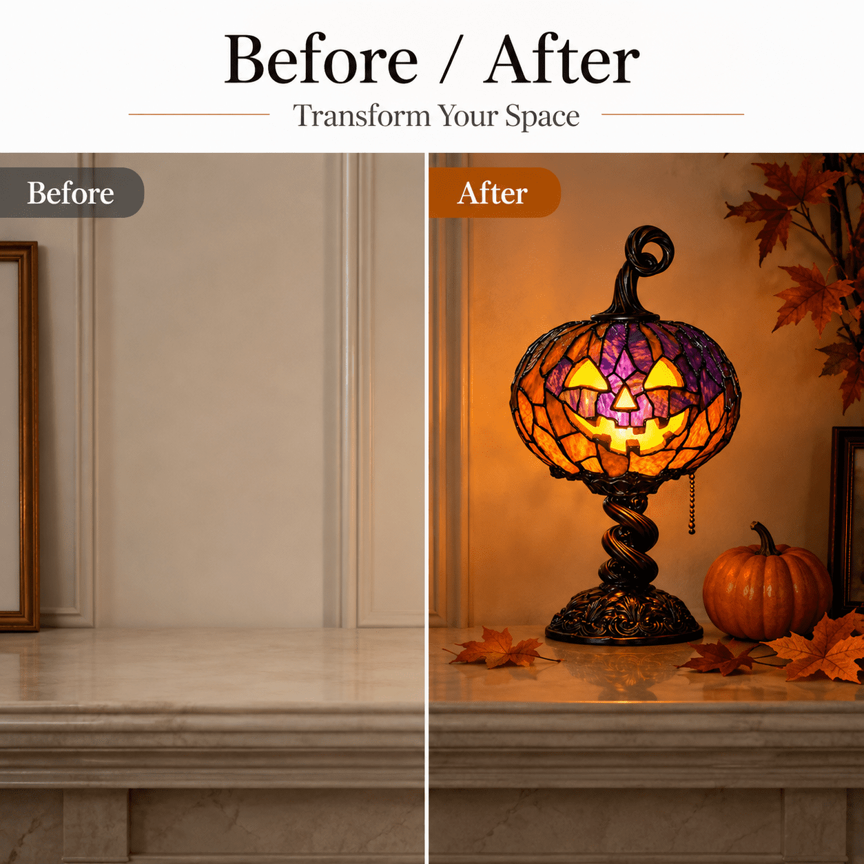 Diceymbol Halloween Decorations and Fall Decor, Halloween Venue Decoration Ghost Props LED Illuminated Ghost Decorations for Tabletop, Mantel, Shelf Indoor Outdoor 9.05 inch