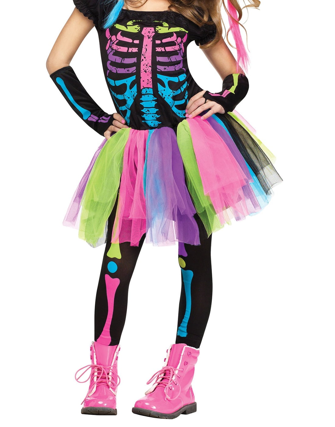 Fun World Girls' Funky Punk Skeleton Tutu Costume - 4-6