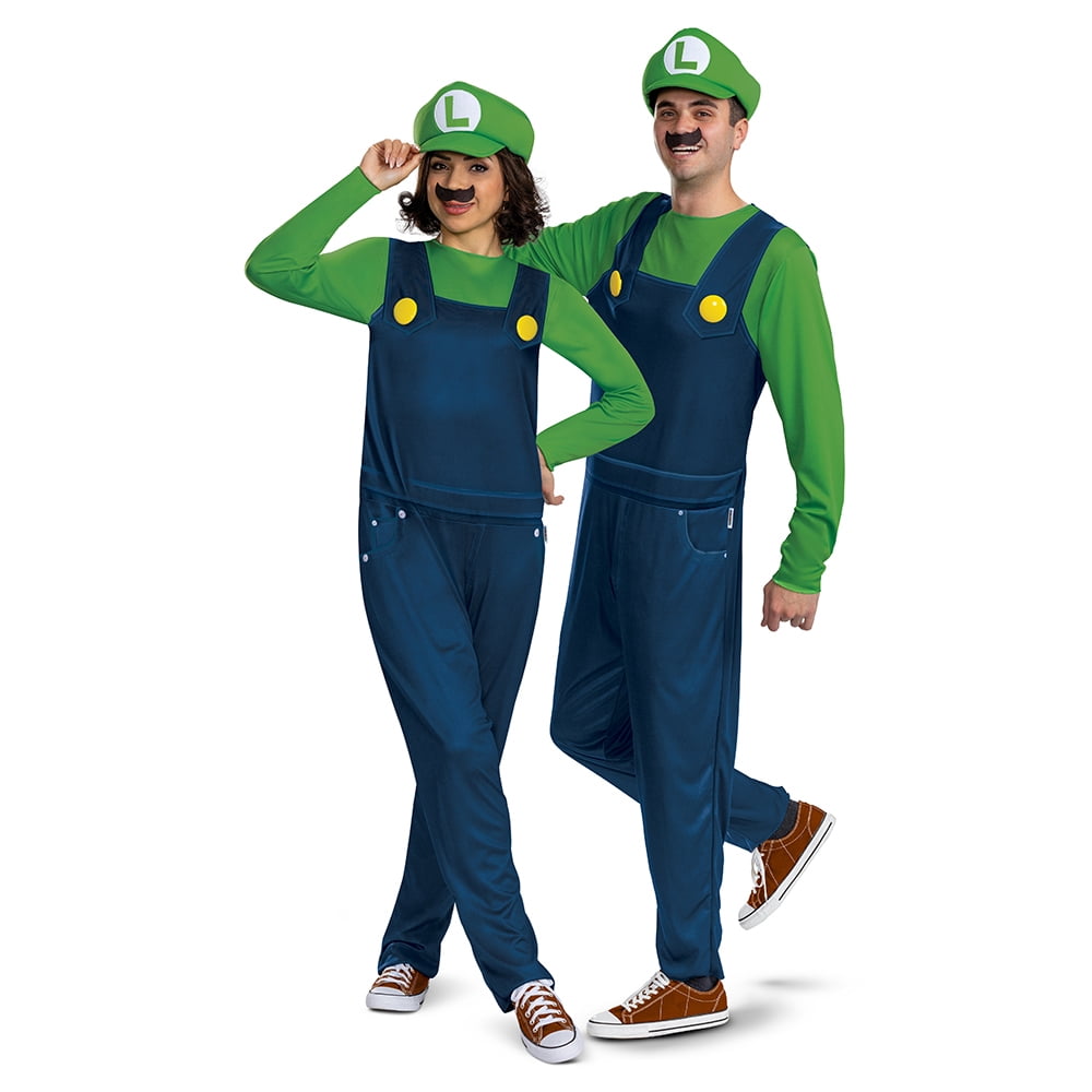 Nintendo Super Mario Bros. Luigi Halloween Costume for Adults, Mens Size XL (40/42), by Disguise
