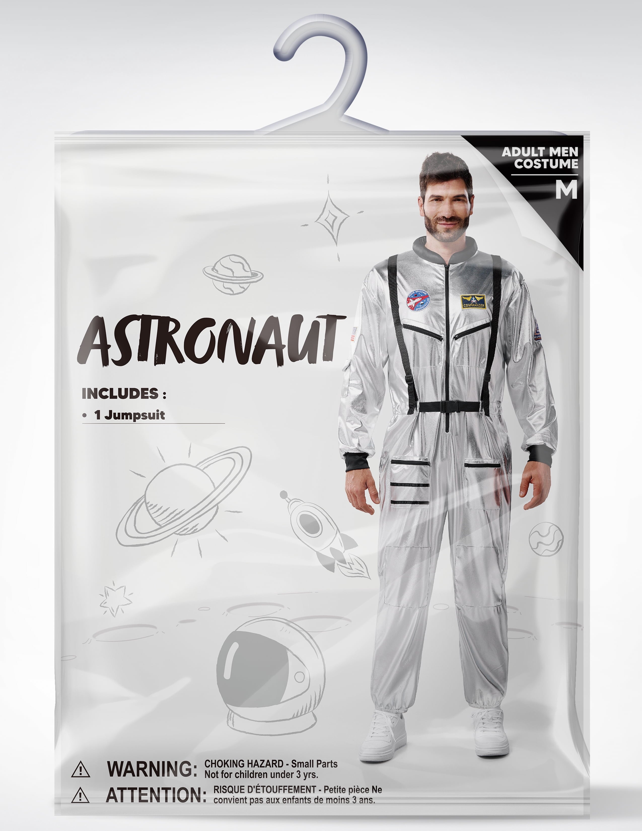 Joyfy Adult Men Astronaut Costume Halloween Spaceman Costume Silver Space Suit Spaceman Jumpsuit Pilot Outfit for Halloween Party Cosplay