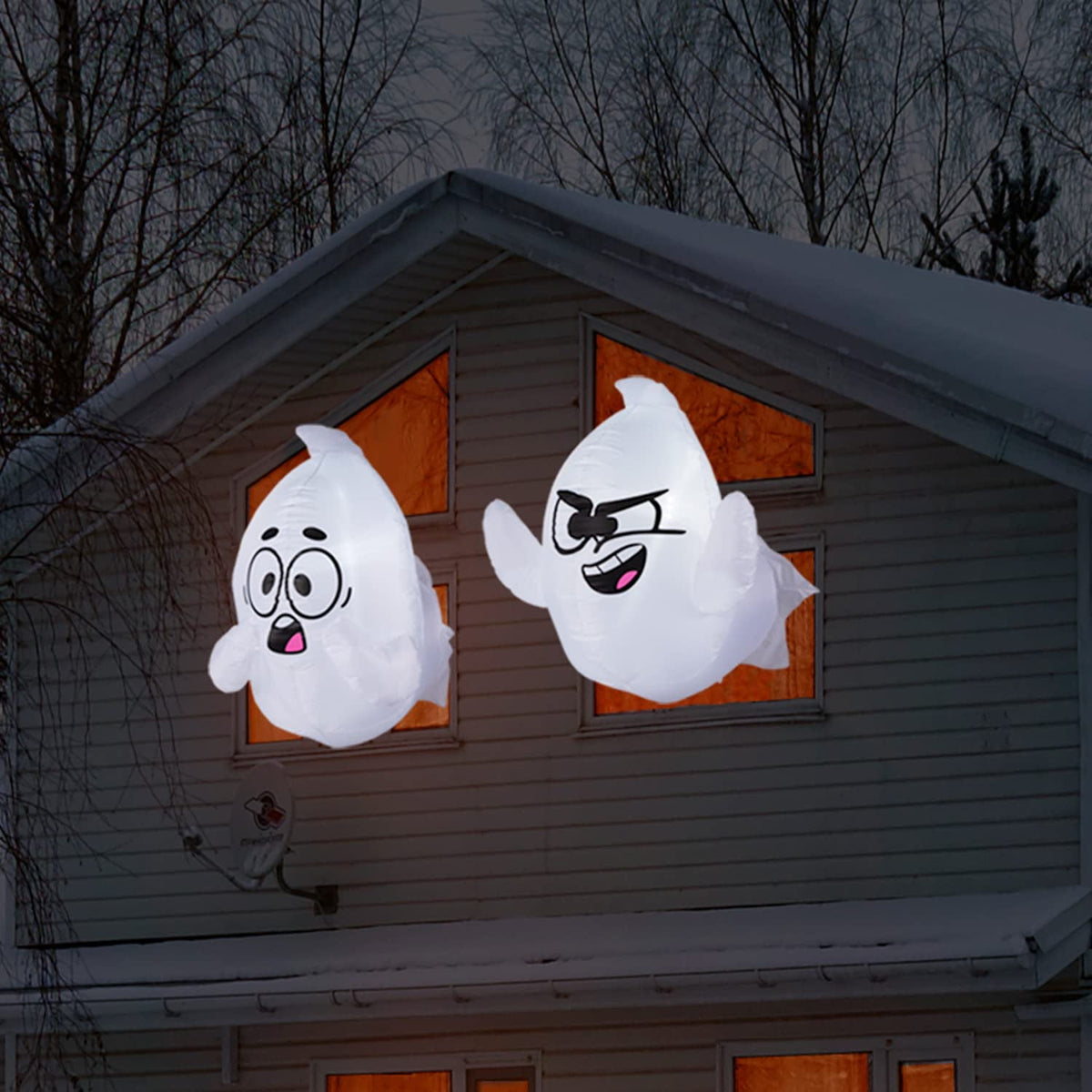 Joyfy 4.5 FT Halloween Inflatable Decorations Outdoor Scary Flying Ghost Broke Out from Window with Built-in LED Blow Up Inflatable for Window Decoration Yard Garden Lawn Decor