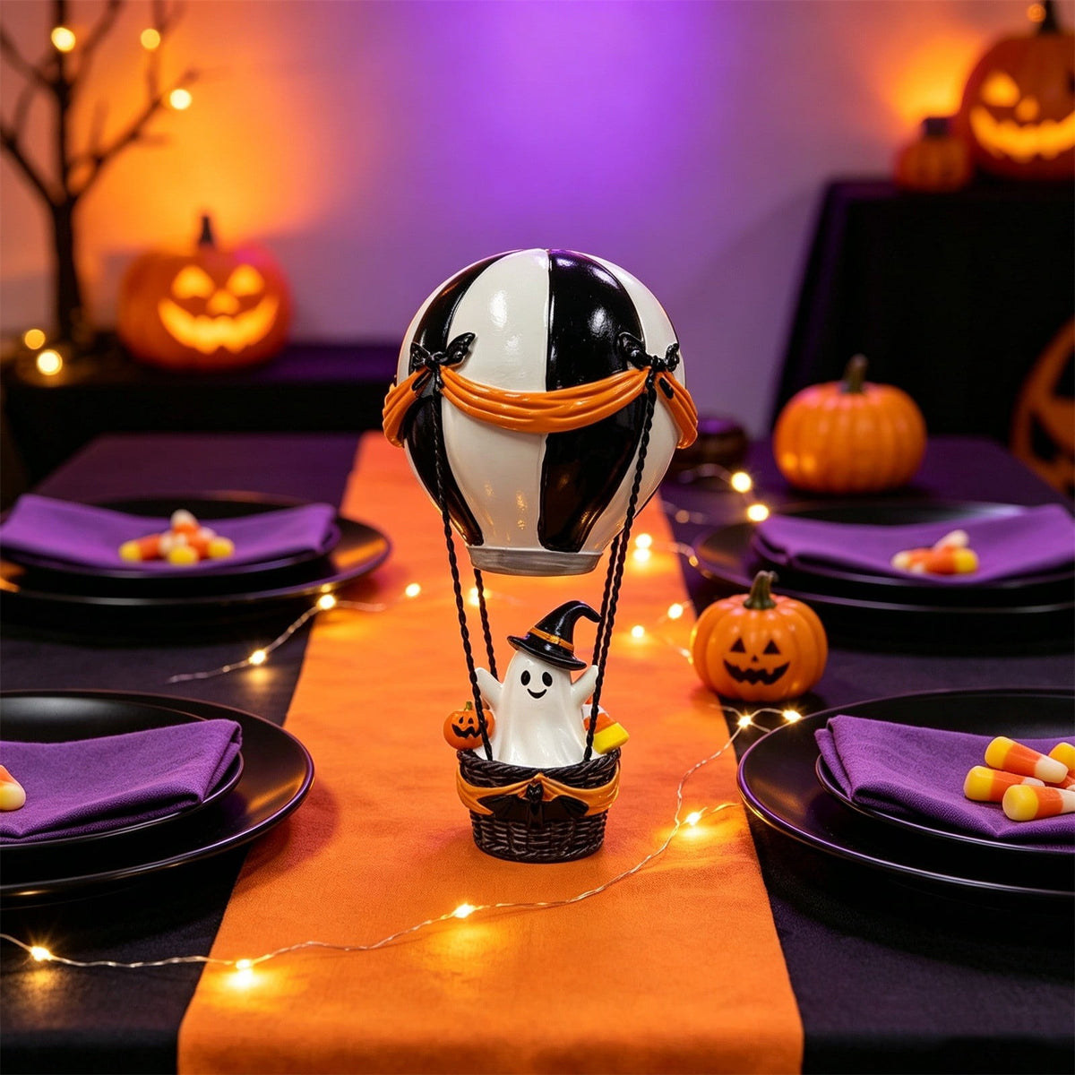 Halloween Ghost Dog Figurine, LED Light Statue, Yard Garden Decor, Treat Bucket Detail and Standing Sturdy Build for Front Porches, Garden Walkways and Tabletop Displays.