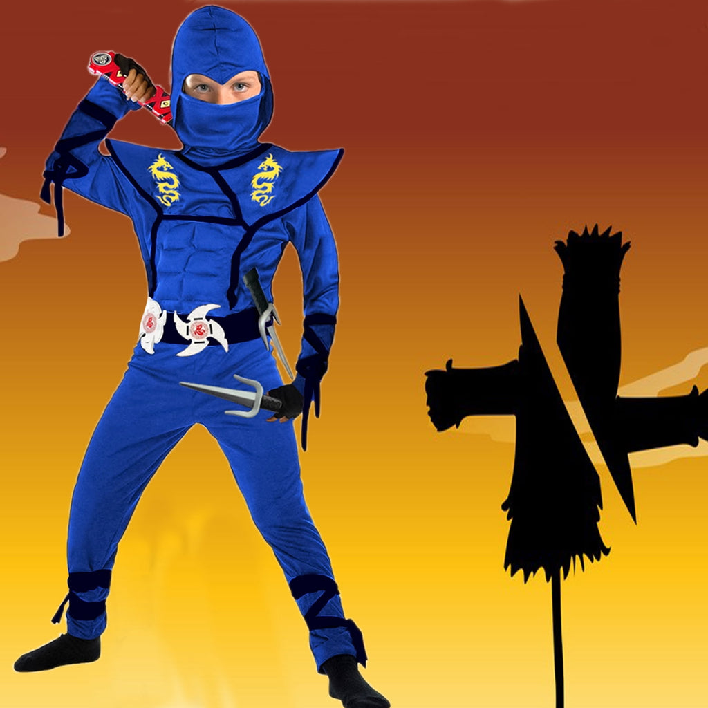 BaLuLu Ninja Costume Kids Ninja Muscle Costumes Boys Ninja Set Accessories Best Children Gift