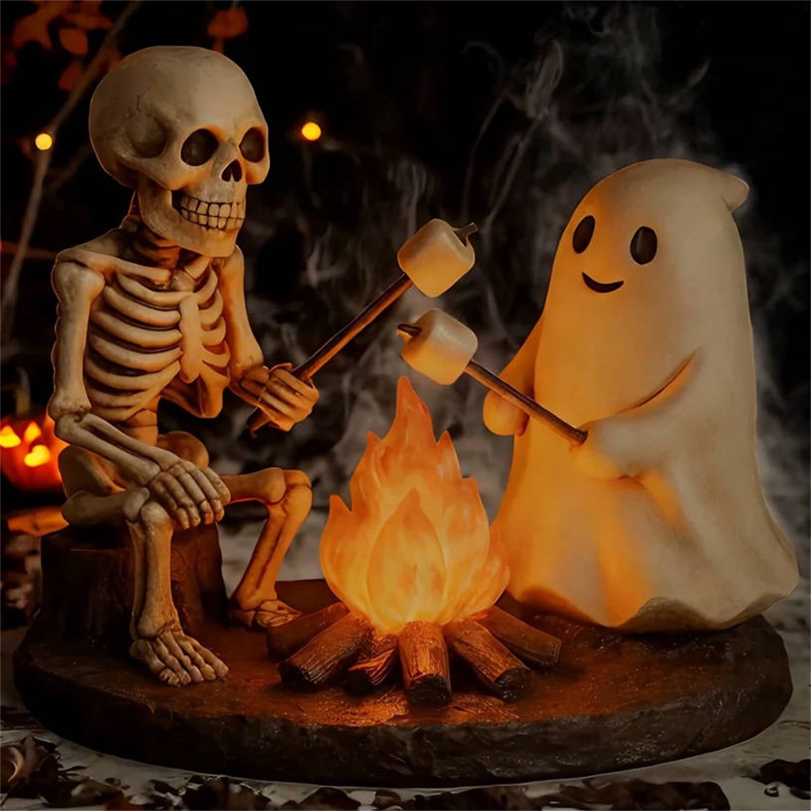 Ghost Bubble Bath LampHalloween Bathroom Decor Gifts Under 20 Bathtub Ghost & Dog Resin Figurine, Warm LED Halloween Tabletop Decor for Bathroom, Bedroom, Kids Room & Fall Home Accent