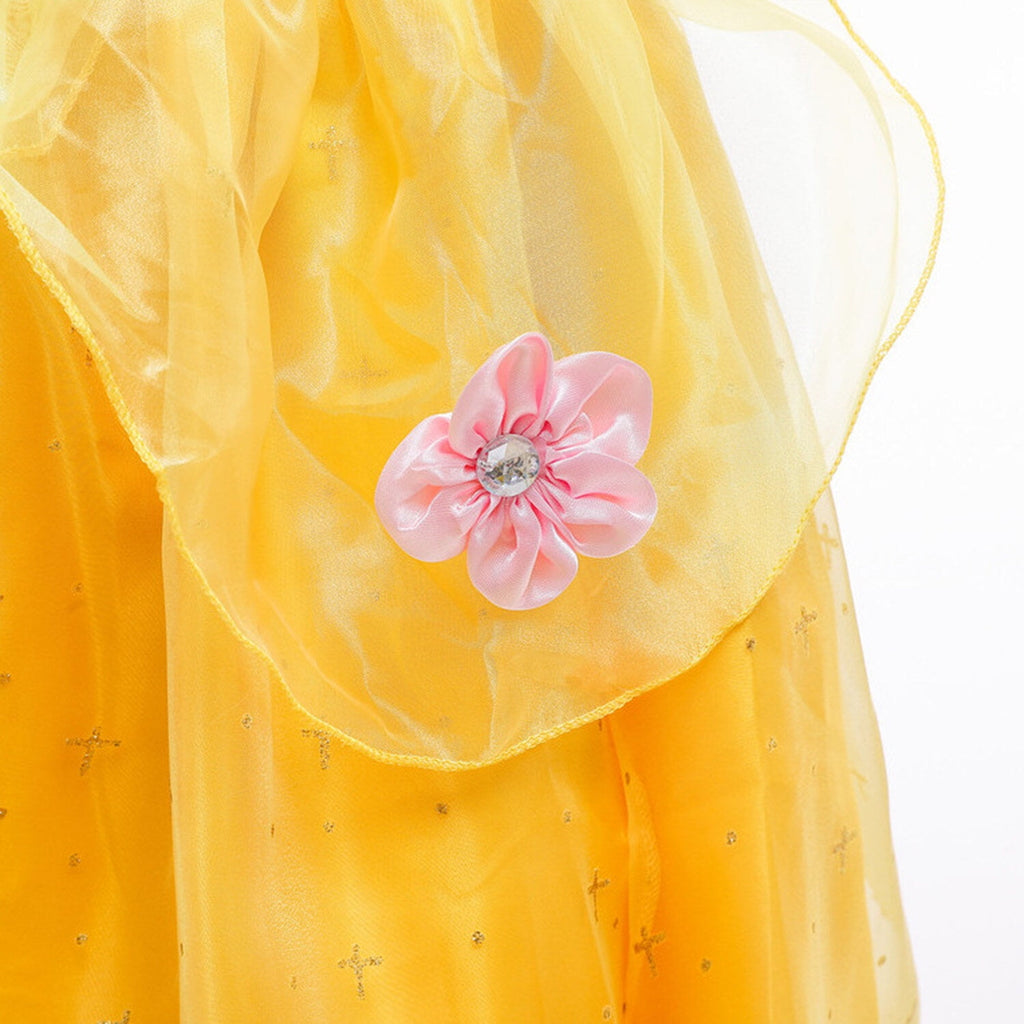 CHOYURME CHONYURM Girls Yellow Princess Costume Off Shoulder Dress with Accessories