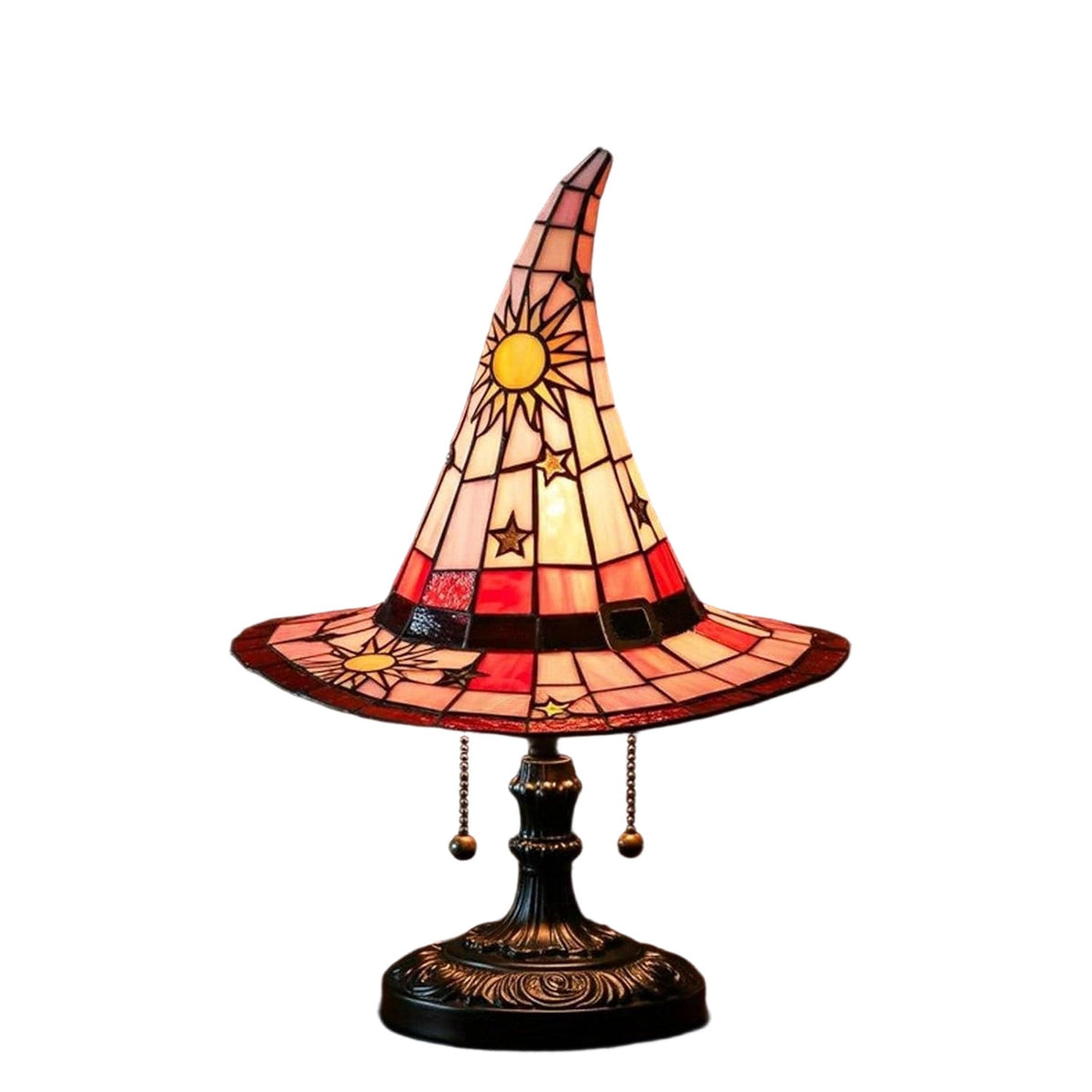 Clearance Halloween Table Lamp Decorations, Witch Hat Lamp Gifts - Handcrafted Retro Resin Witch Lamp, USB Powered Gothic Wizard Hats Night Light, Home Decor Accent Lamps for Bedroom