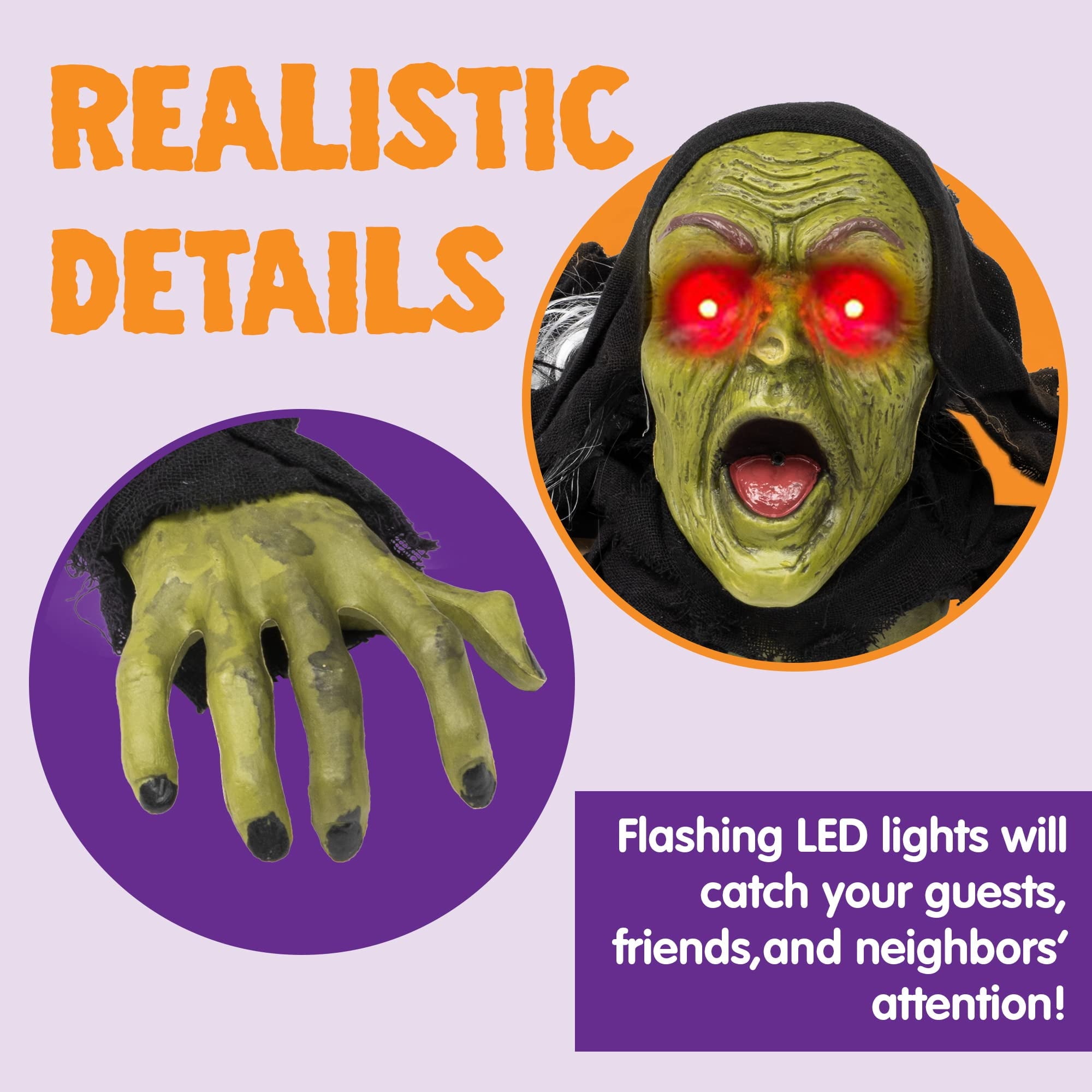 Joyfy Halloween Groundbreaker Halloween Decorations Zombie with Sound and Flashing Eyes,Outdoor Scary Halloween Yard Decorations