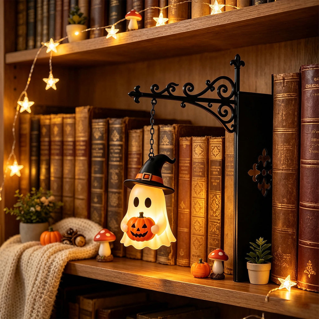 Halloween Ghost Library Lantern Decorative Bookshelf Lighting, Reading Book Shelf Lights for Study Reading Corner Home Library Gift for Book Lovers Bookworms