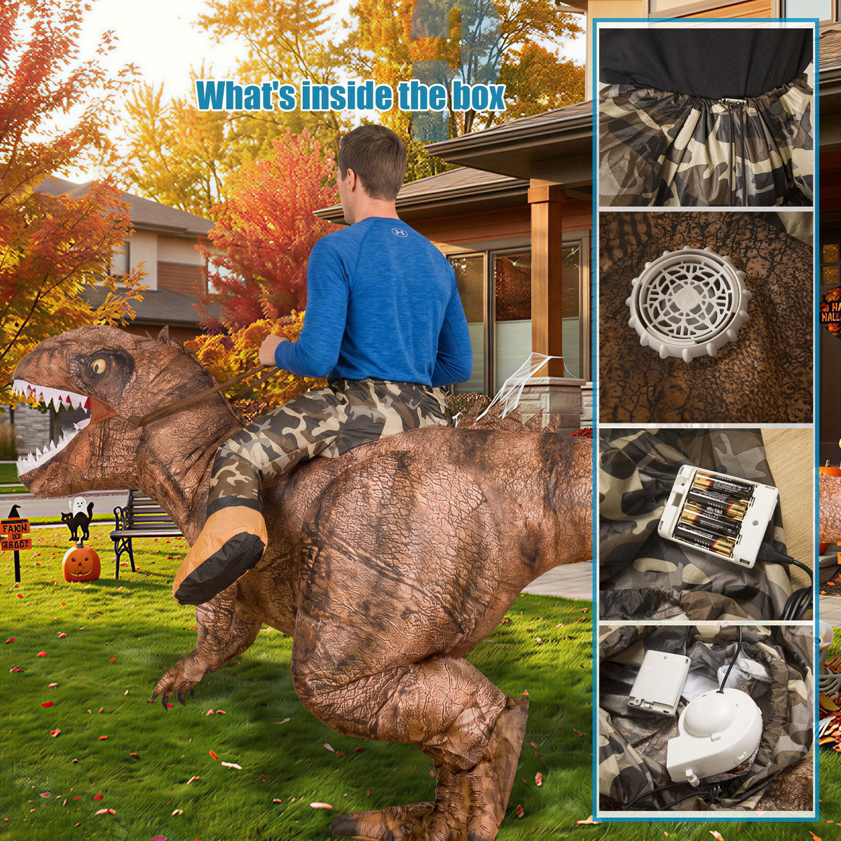 MAGOTAN Halloween Inflatable Dinosaur Costume Adult,Blow Up T Rex Suit Men Women, Halloween Adults Funny Blow Up Lightweight & Flexible for Cosplay, Parades