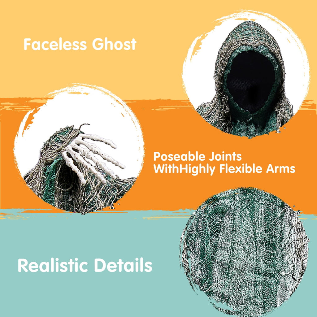 Joyfy 3 Pack Halloween Hanging Ghosts,Scary Skeleton Ghosts Grim Reapers Decorations for Halloween Indoor Outdoor Yard Home Decorations