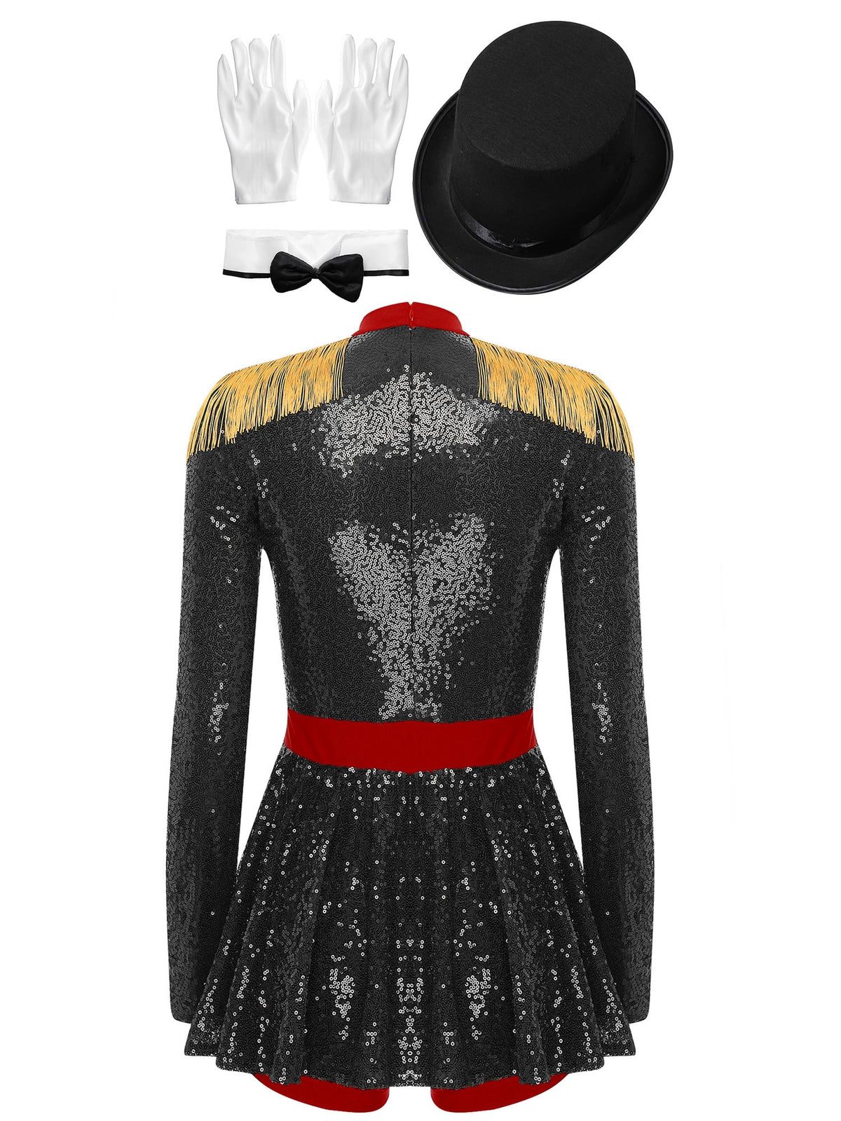 iiniim Womens Ringmaster Costume Circus Ring Leader Outfit Master Lion Tamer Fancy Bodysuit Black 4XL