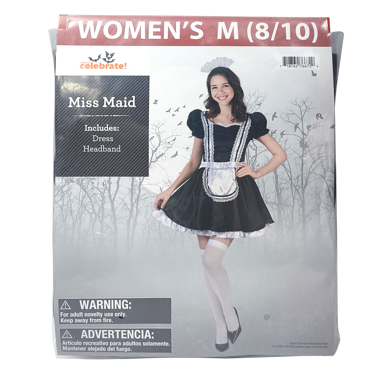 Miss Maid Halloween Costume for Adults, Women's Size L (12/14), by Way to Celebrate