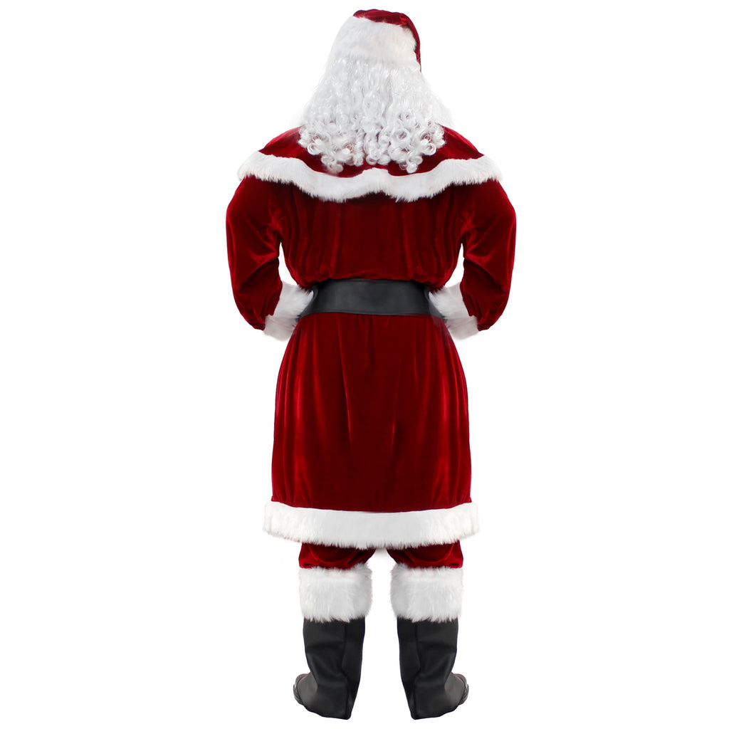 Deluxe Santa Costume for Men Santa Claus Suit 12pcs. Adults Christmas Jacket -XXL