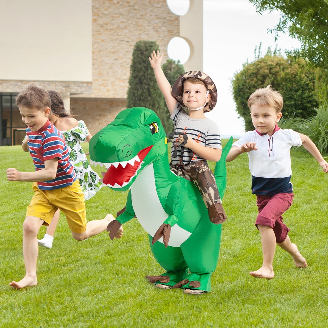 GOOSH 48 inch Inflatable Dinosaur Costume for Kids, Kids Halloween Costume for Unisex Boys Girls, Funny Blow Up Costumes for Halloween Party Cosplay