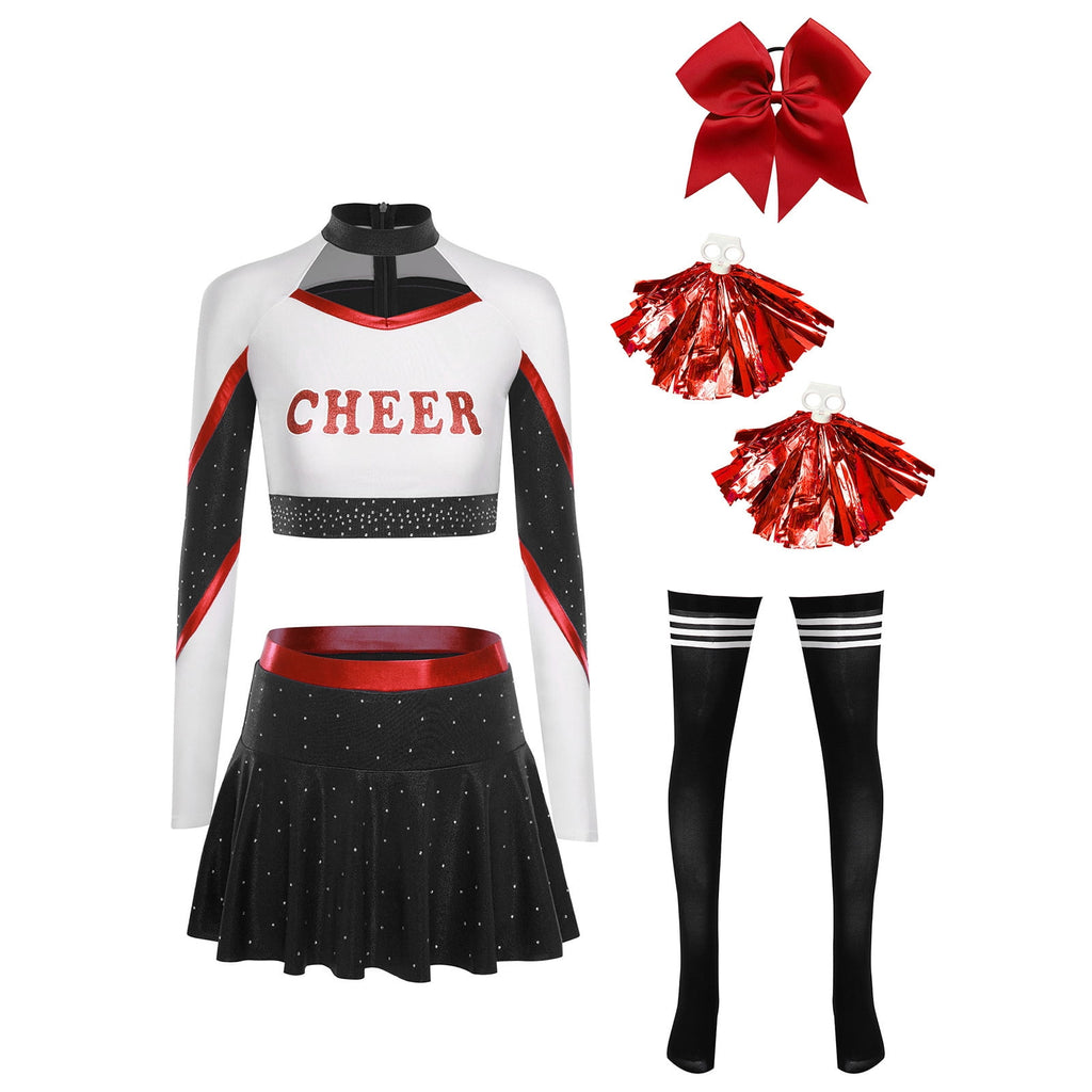 iiniim Womens Cheer Leader Costumes Set Schoolgirl Cheerleading Cosplay Halloween Party Uniform Purple XL