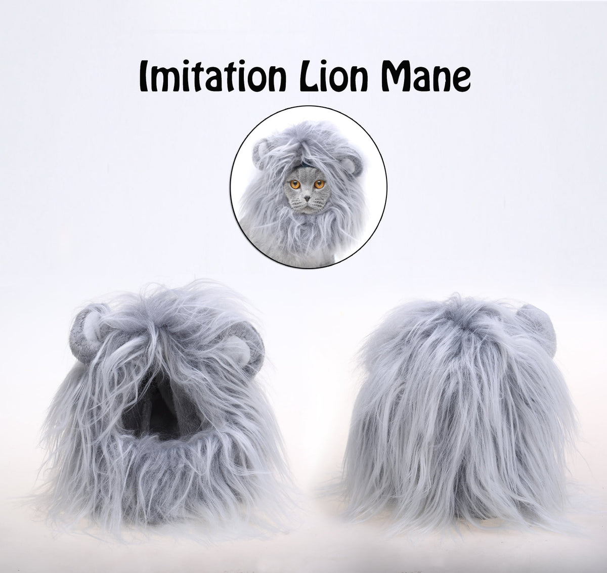 Lion Mane Wig for Cats, Funny Pet Cat Costumes for Halloween Christmas (Size S, Black)